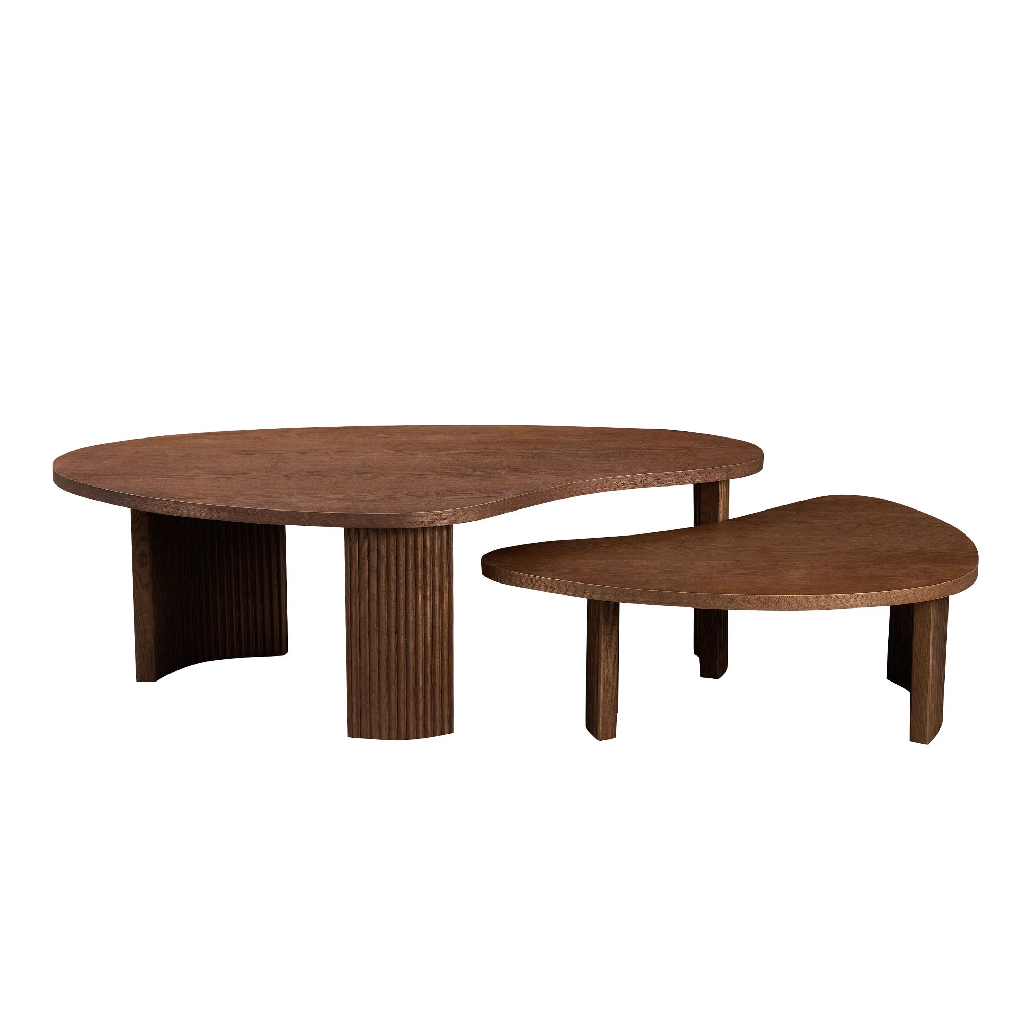 Modern Reeded Cloud Shape 2 Piece Coffee Table Set - Image 9