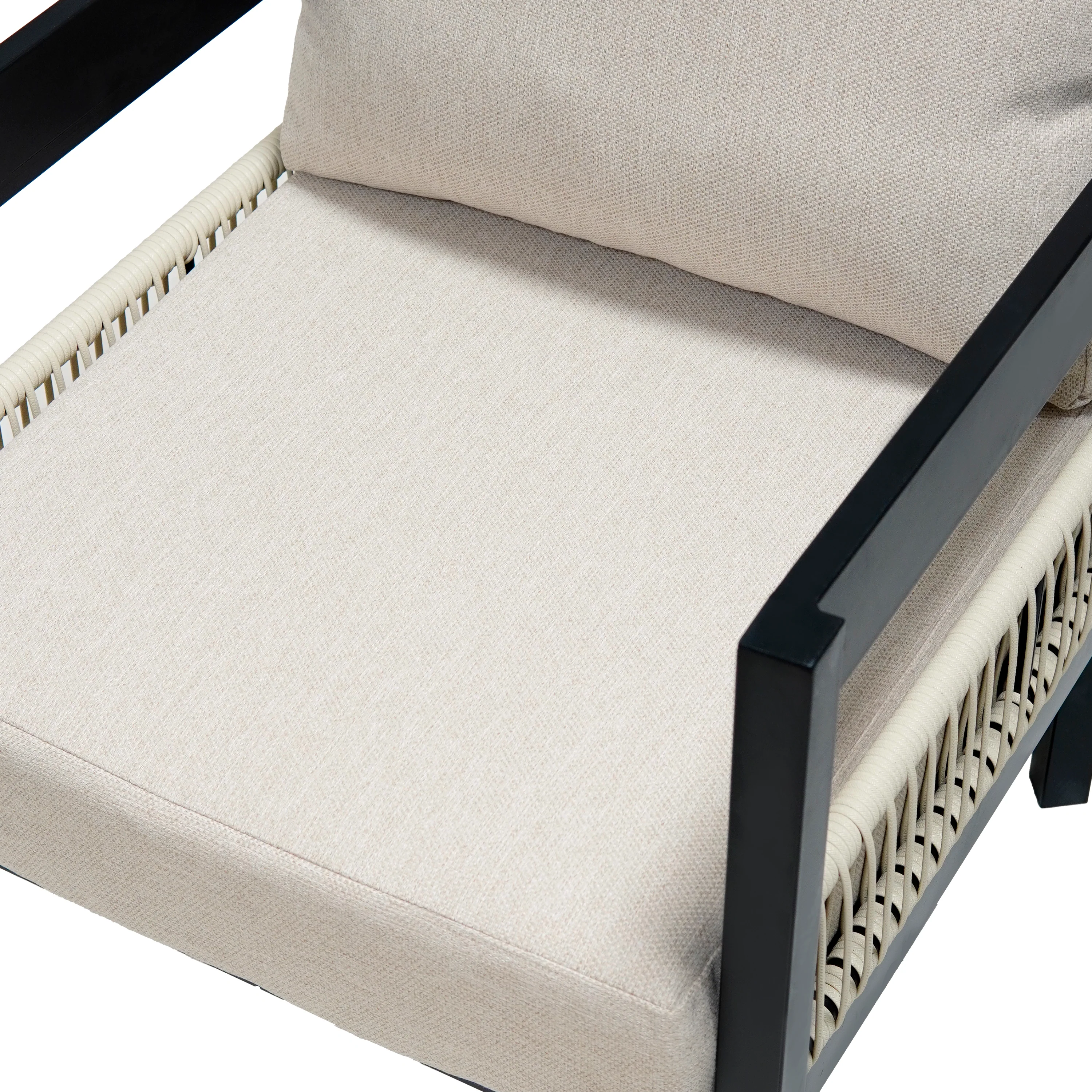 Walker Edison | Modern Rope Design Outdoor Iron Sofa Set with Coffee Table - Image 15