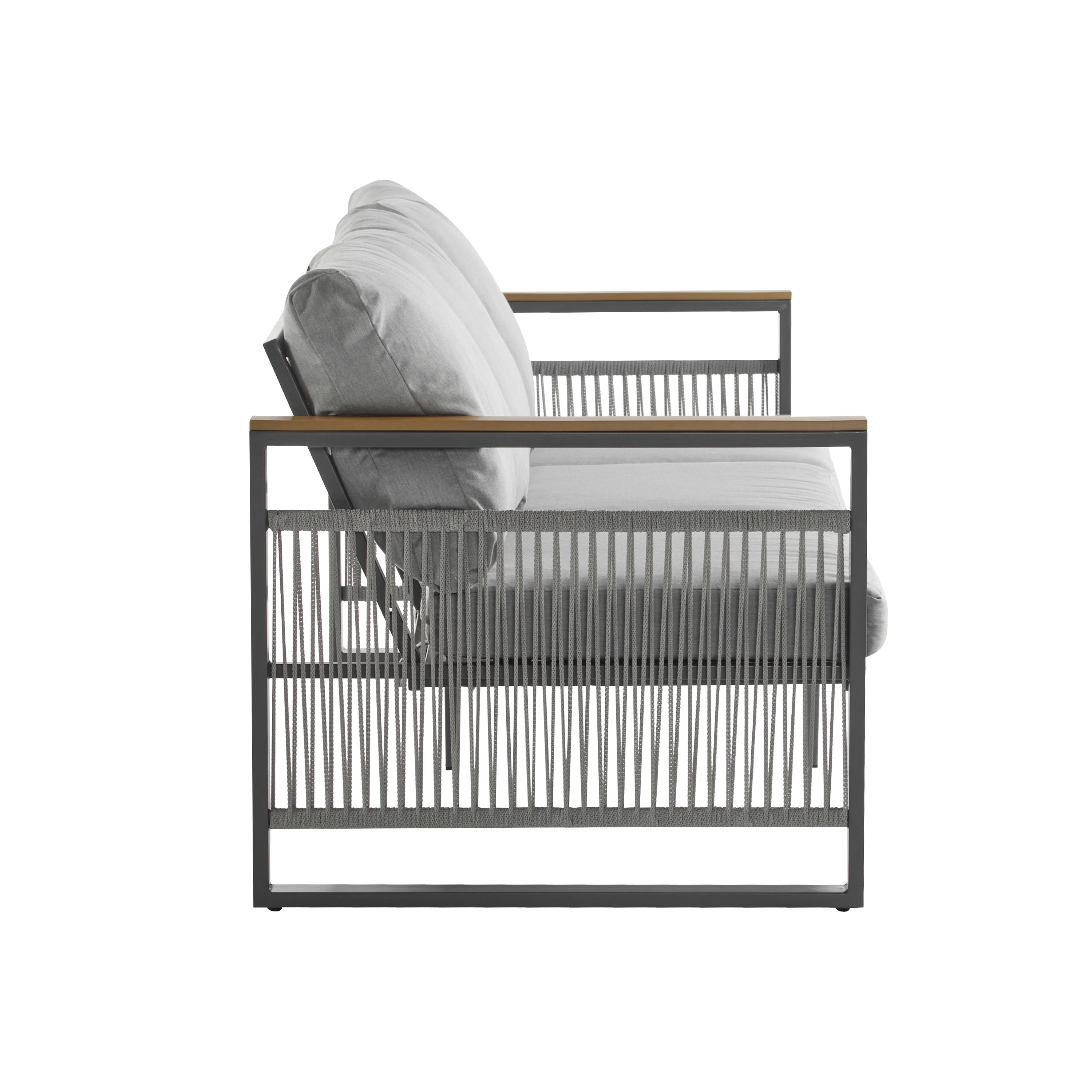 Modern Rope Design Outdoor Patio Sofa Set with Cushion & Table - Image 10