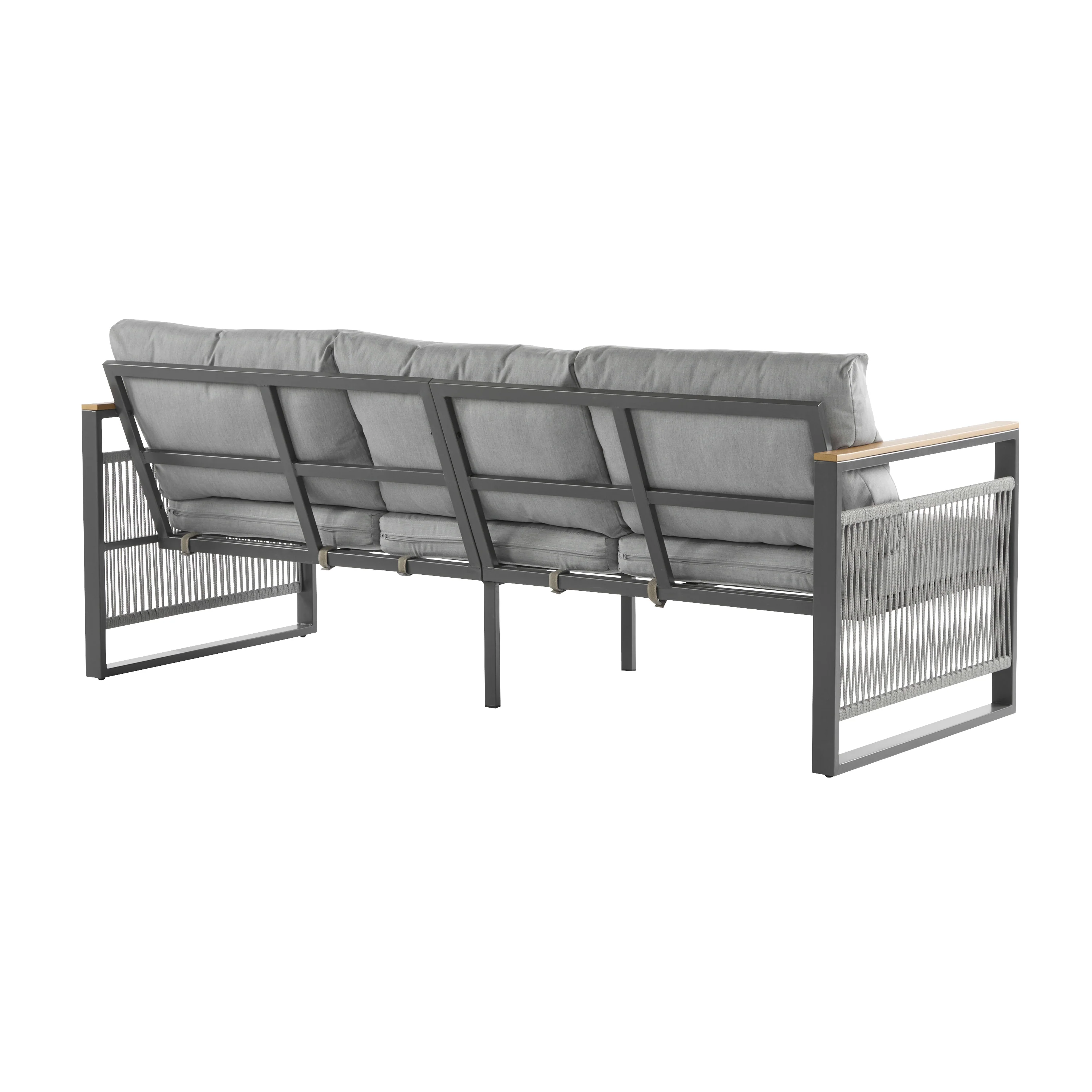 Modern Rope Design Outdoor Patio Sofa Set with Cushion & Table - Image 13