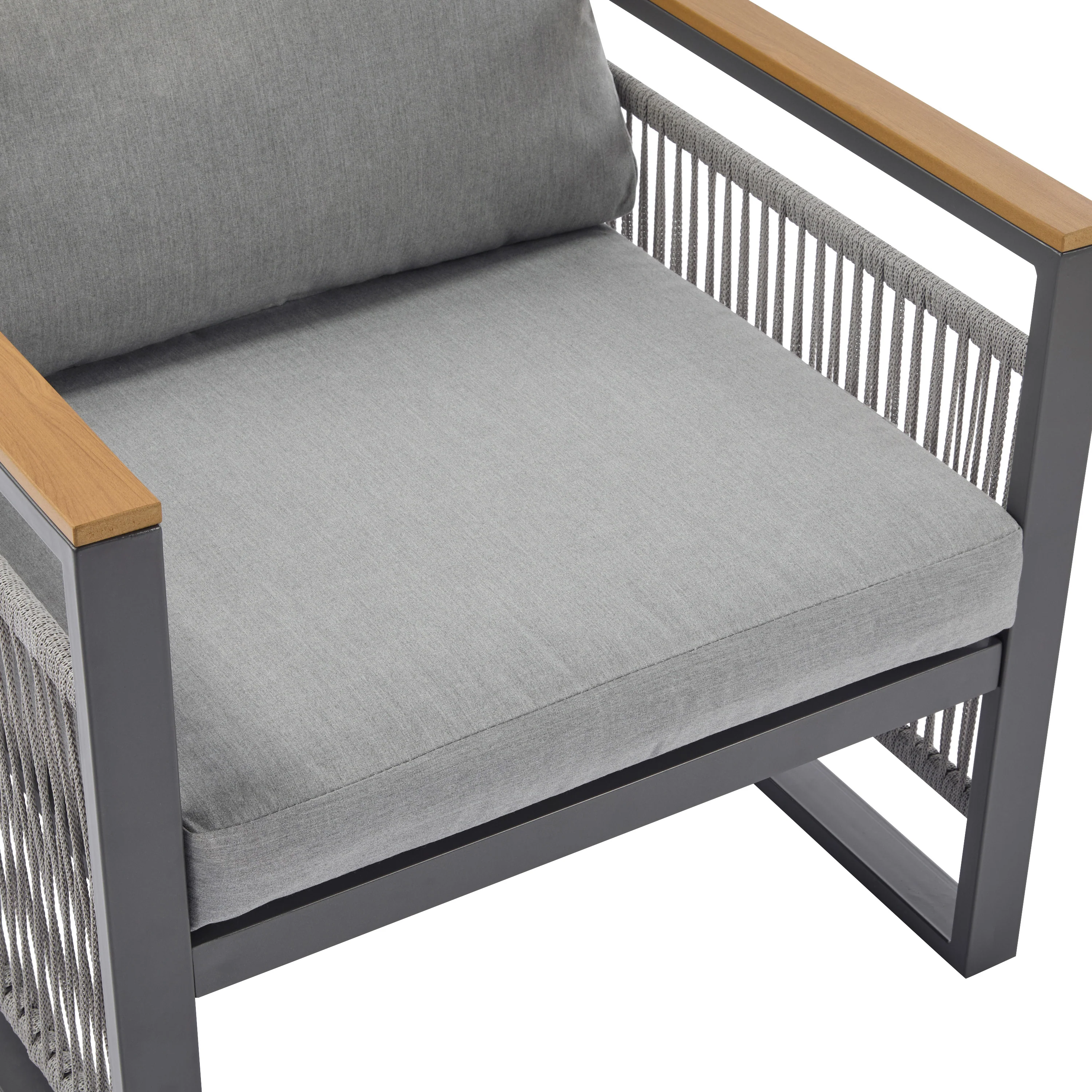 Modern Rope Design Outdoor Patio Sofa Set with Cushion & Table - Image 20
