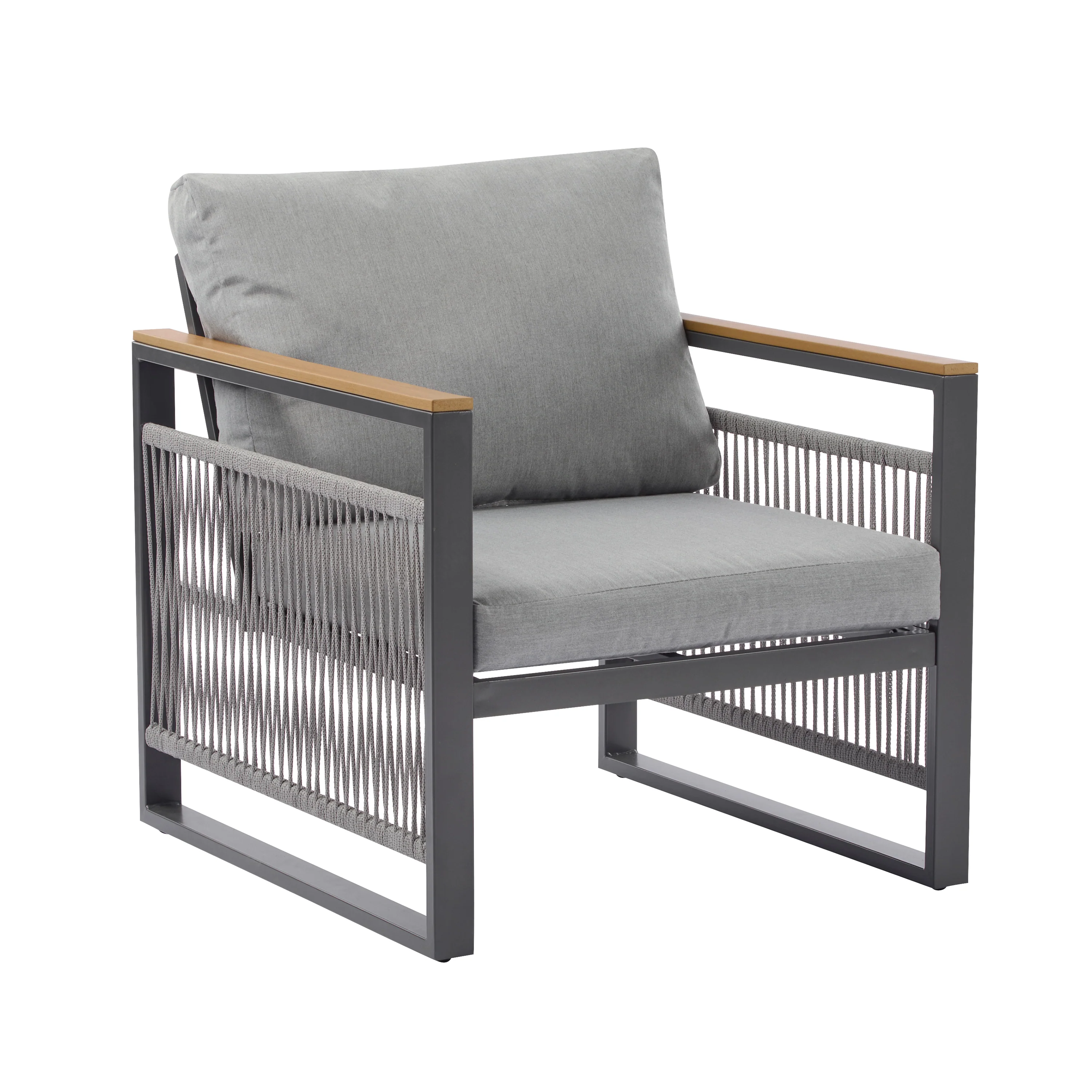 Modern Rope Design Outdoor Patio Sofa Set with Cushion & Table - Image 7