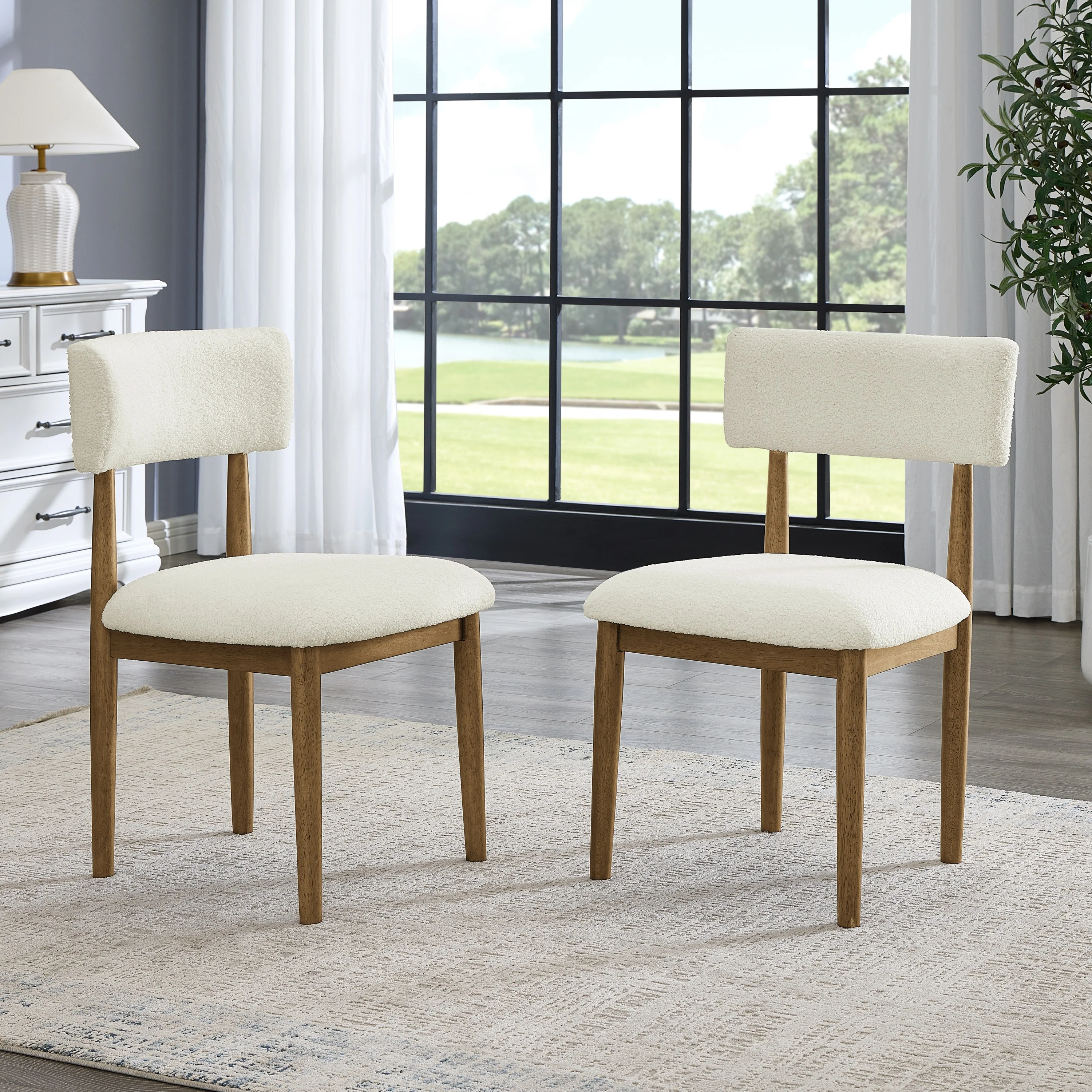 Modern Scandinavian 5-Piece Dining Set with Dining Table and 4 Boucle Chairs - Image 10