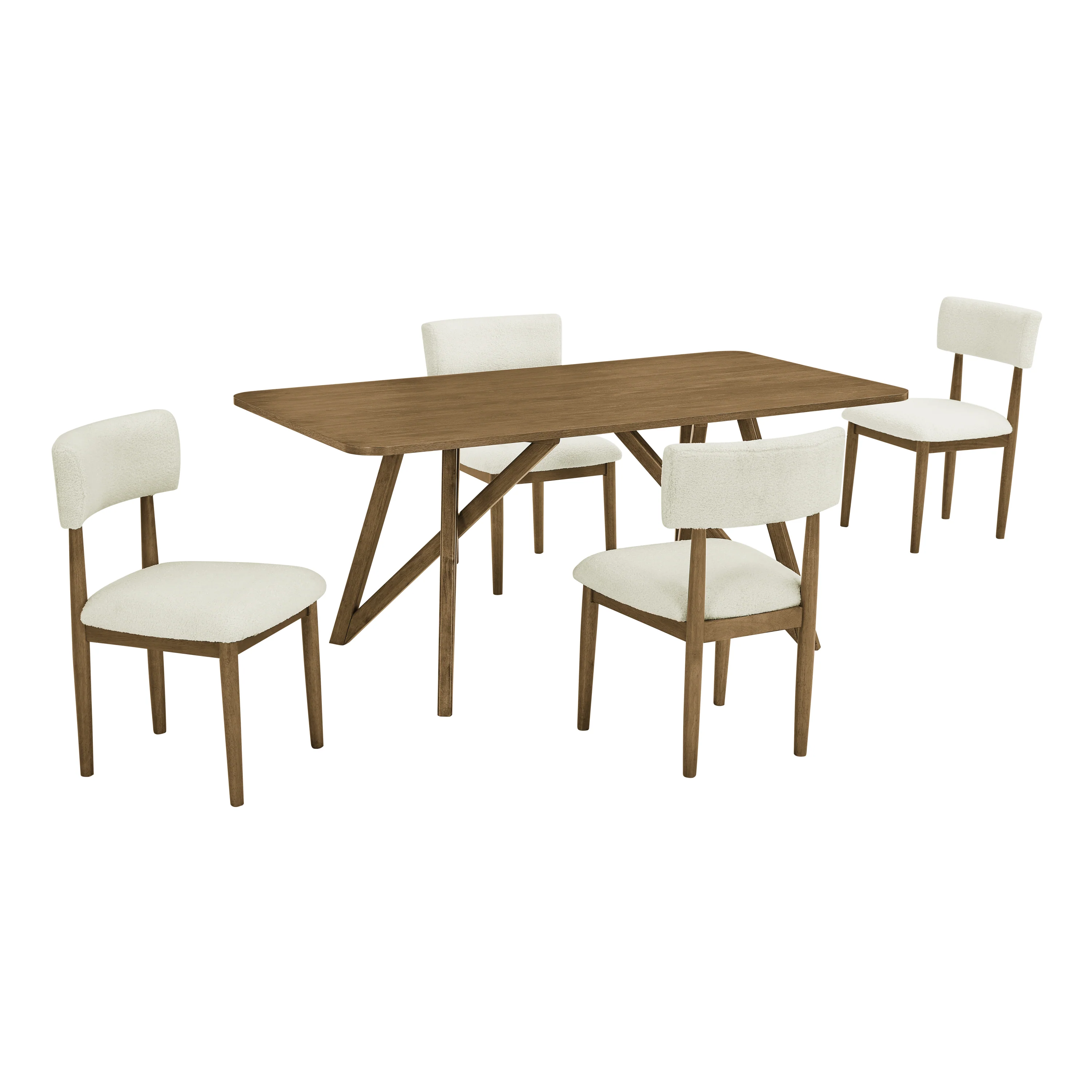 Modern Scandinavian 5-Piece Dining Set with Dining Table and 4 Boucle Chairs - Image 13