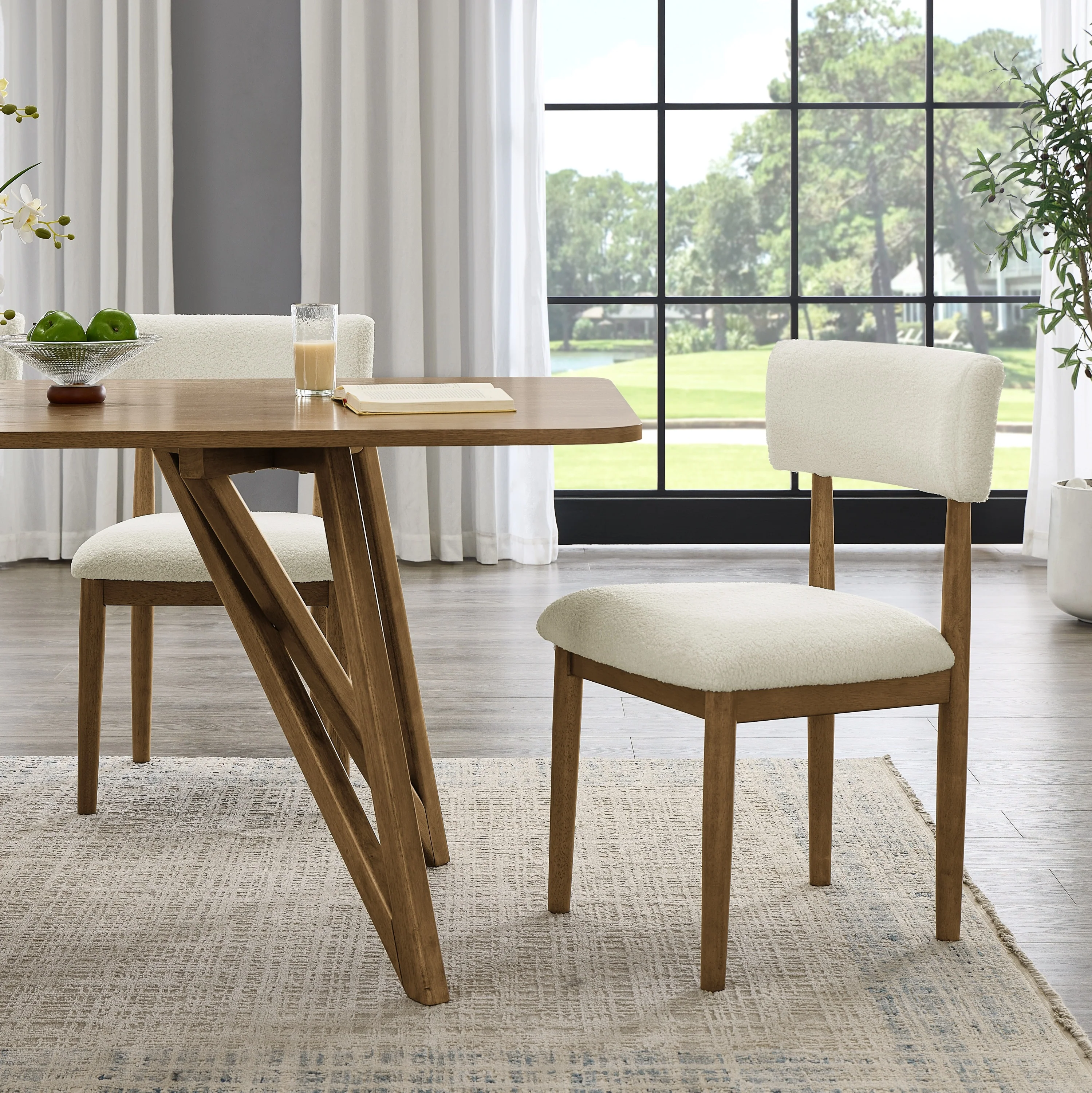 Modern Scandinavian 5-Piece Dining Set with Dining Table and 4 Boucle Chairs - Image 6
