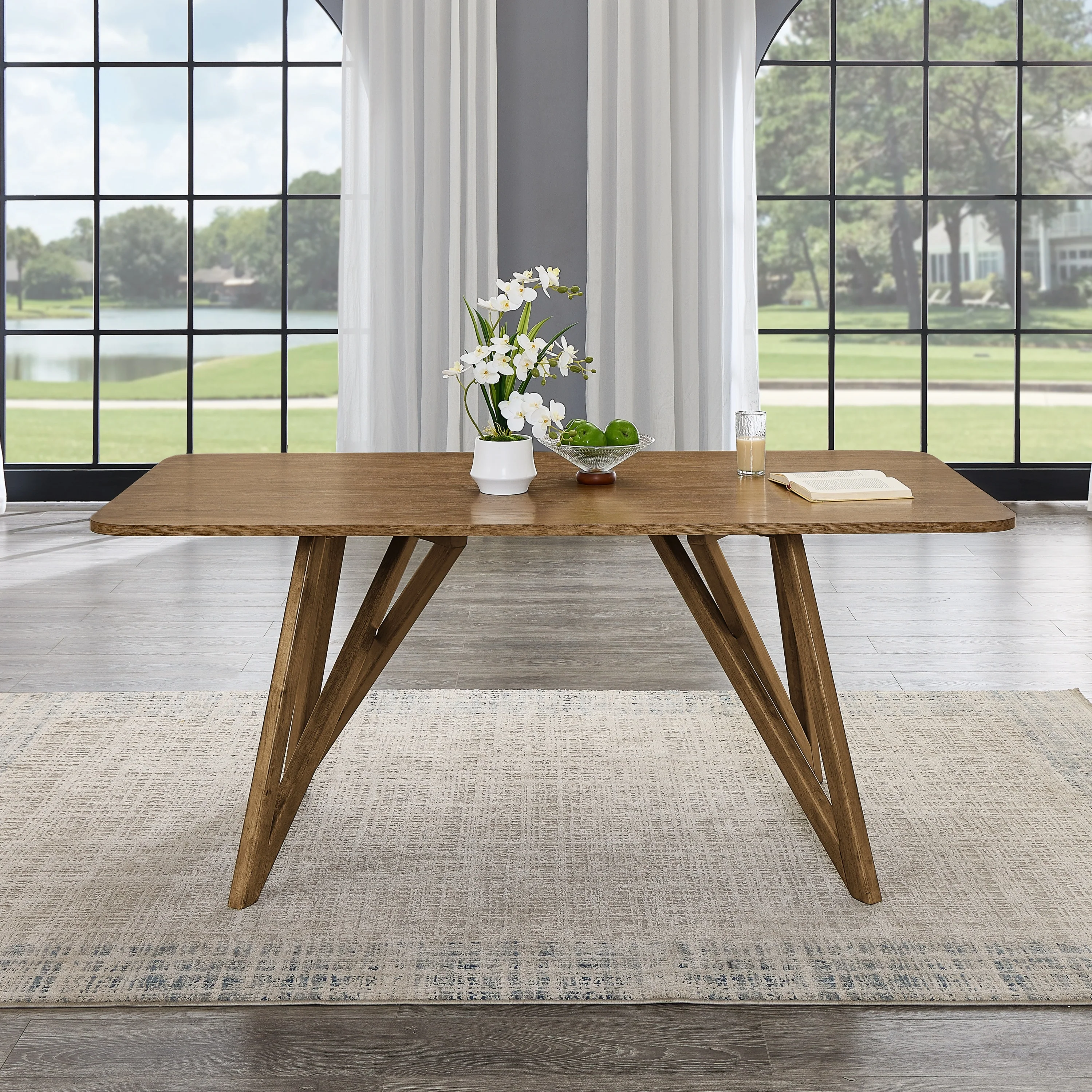 Modern Scandinavian 5-Piece Dining Set with Dining Table and 4 Boucle Chairs - Image 8