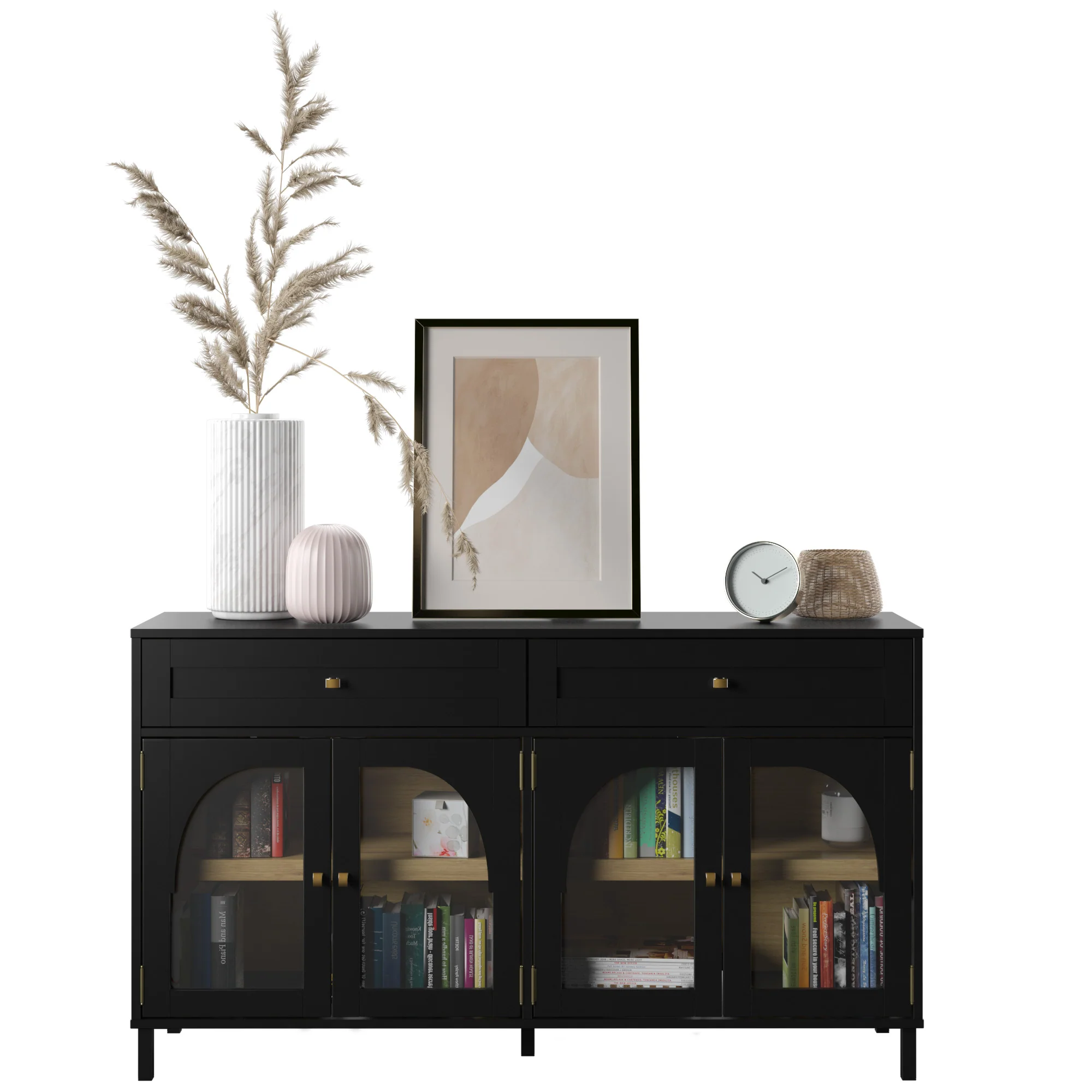 Modern Two‑Tone Double Glass‑Door Cabinets Buffet Sideboard - Image 2