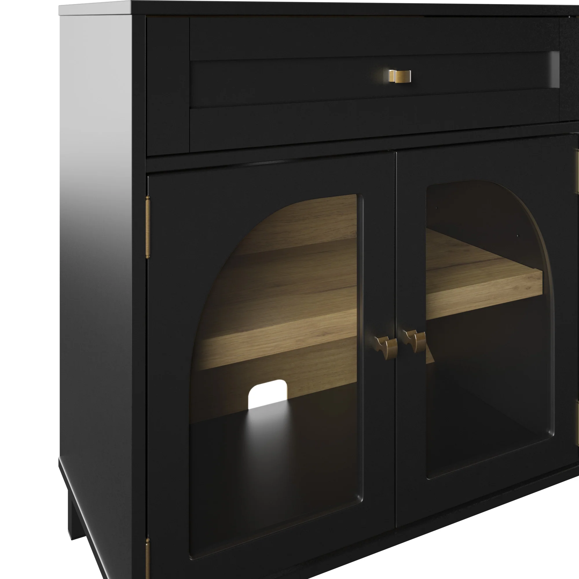Modern Two‑Tone Double Glass‑Door Cabinets Buffet Sideboard - Image 5