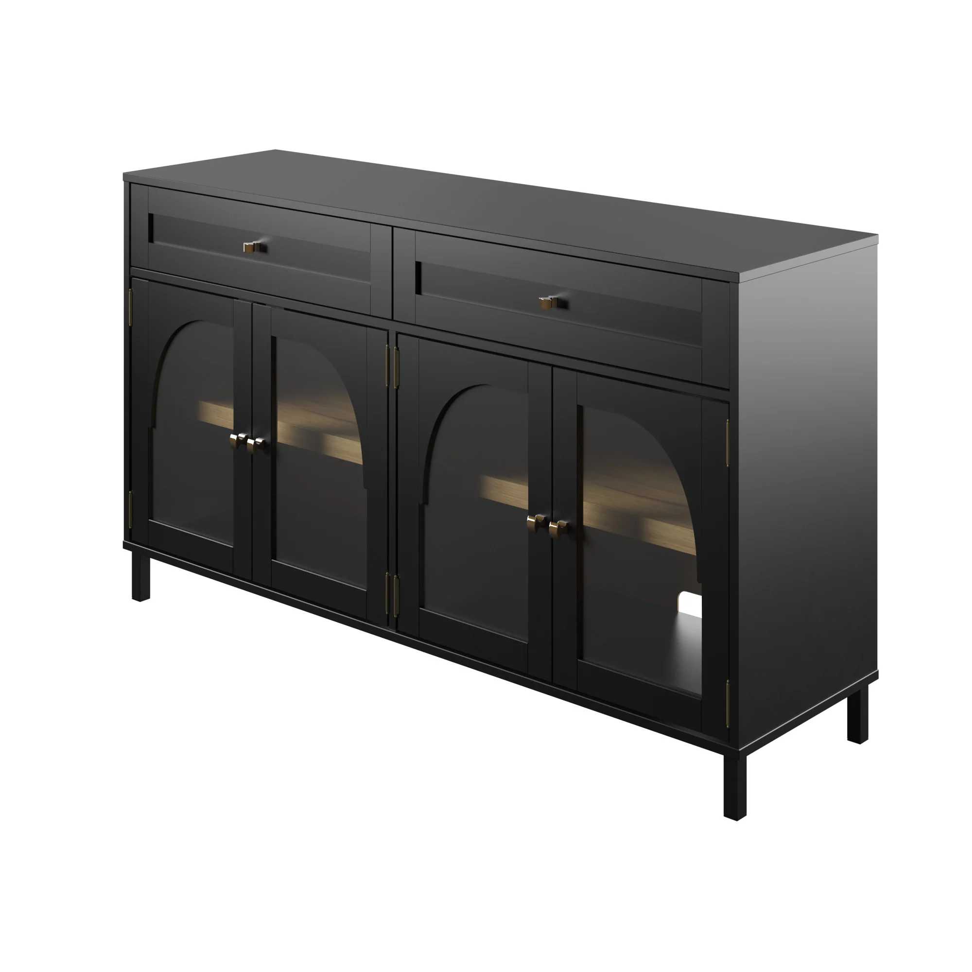 Modern Two‑Tone Double Glass‑Door Cabinets Buffet Sideboard - Image 6