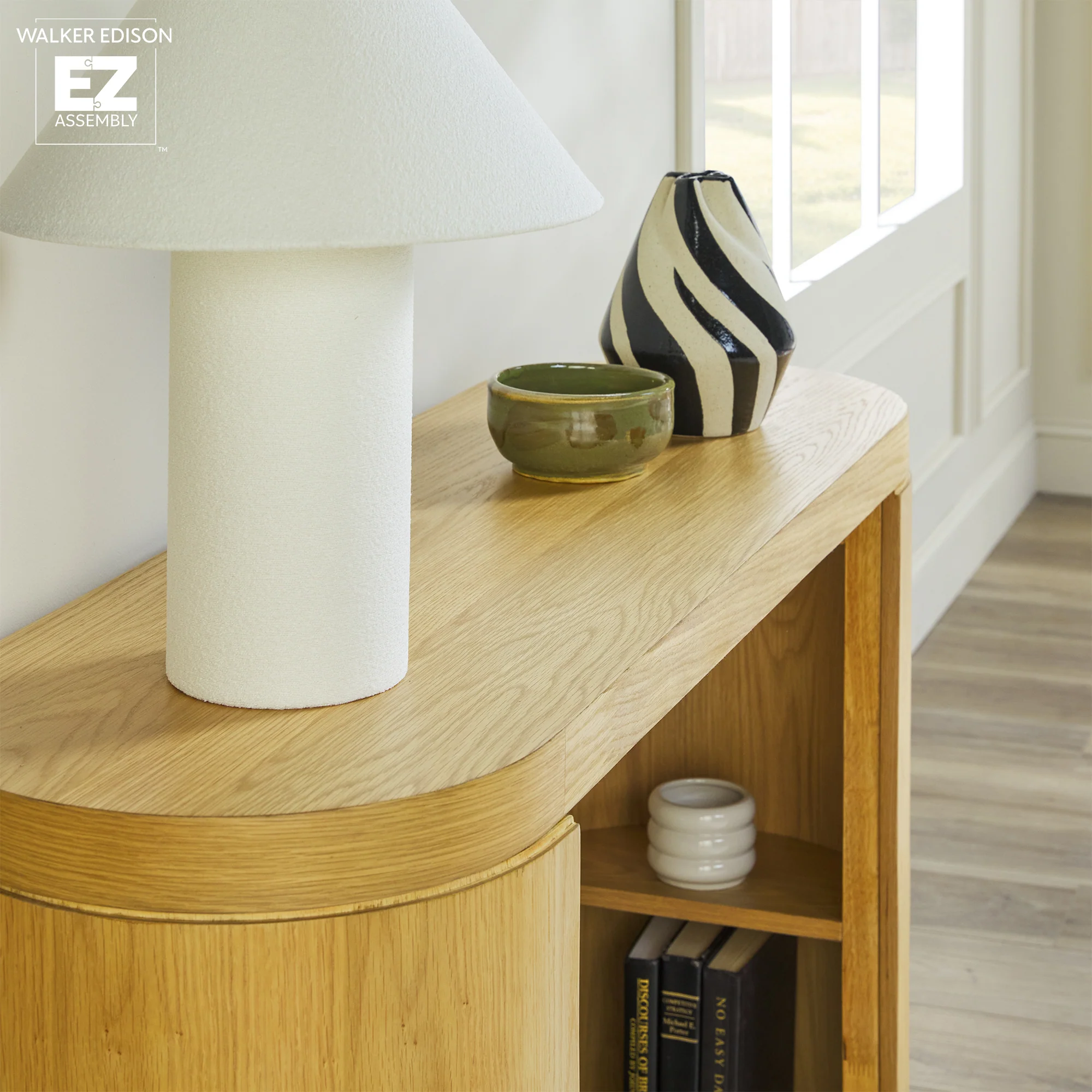 Maya 48" Modern Easy Assembly Oak Wood Veneer Console Entry Table with Storage - Image 17