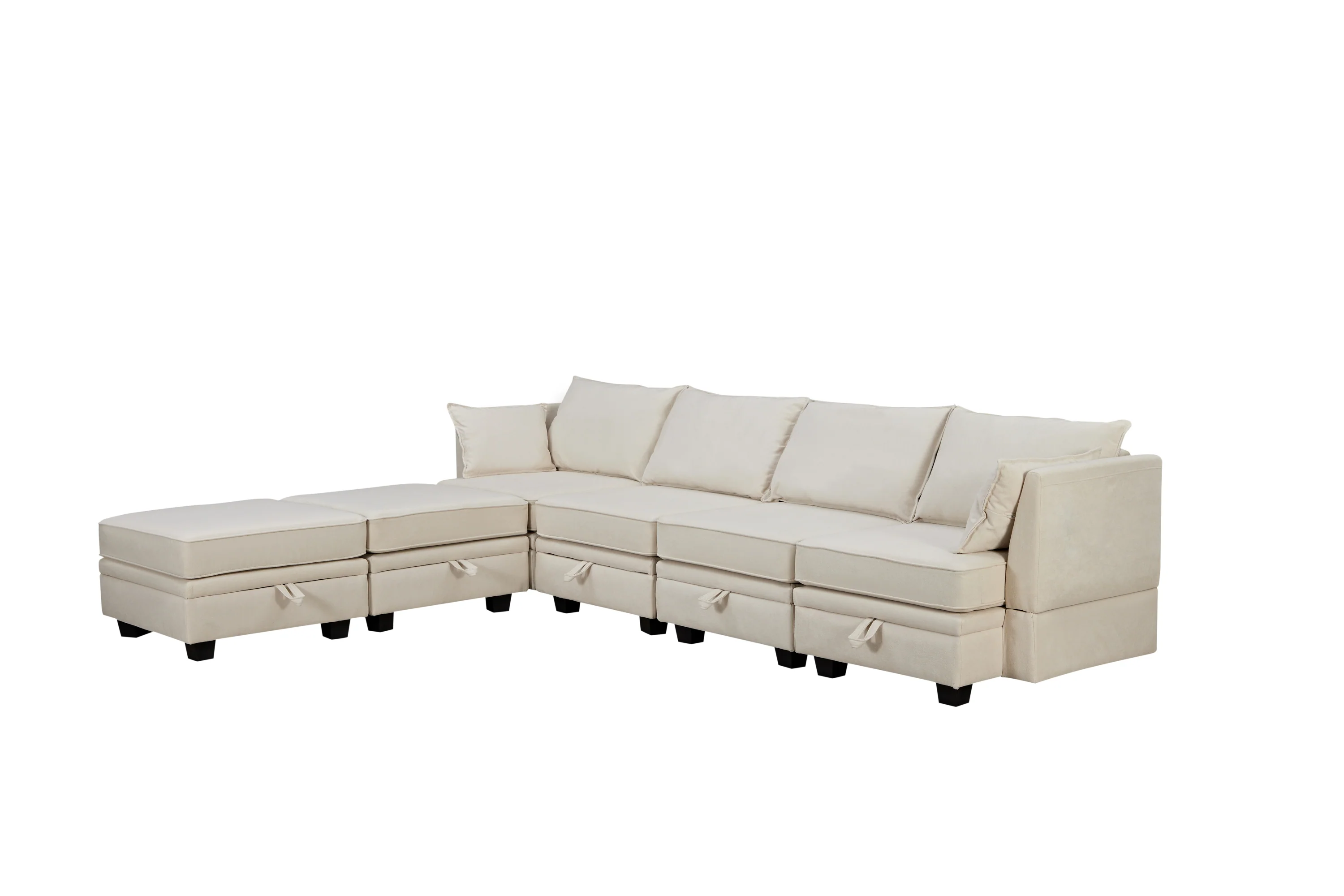 Modern Storage U-Shape Modular Sectional Convertible Sofa Bed with Ottoman - Image 10