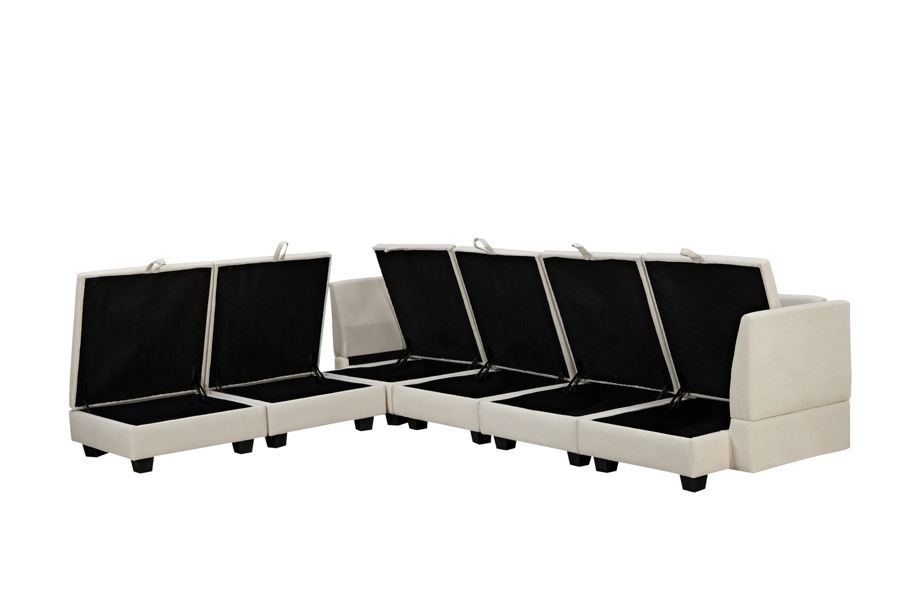 Modern Storage U-Shape Modular Sectional Convertible Sofa Bed with Ottoman - Image 16