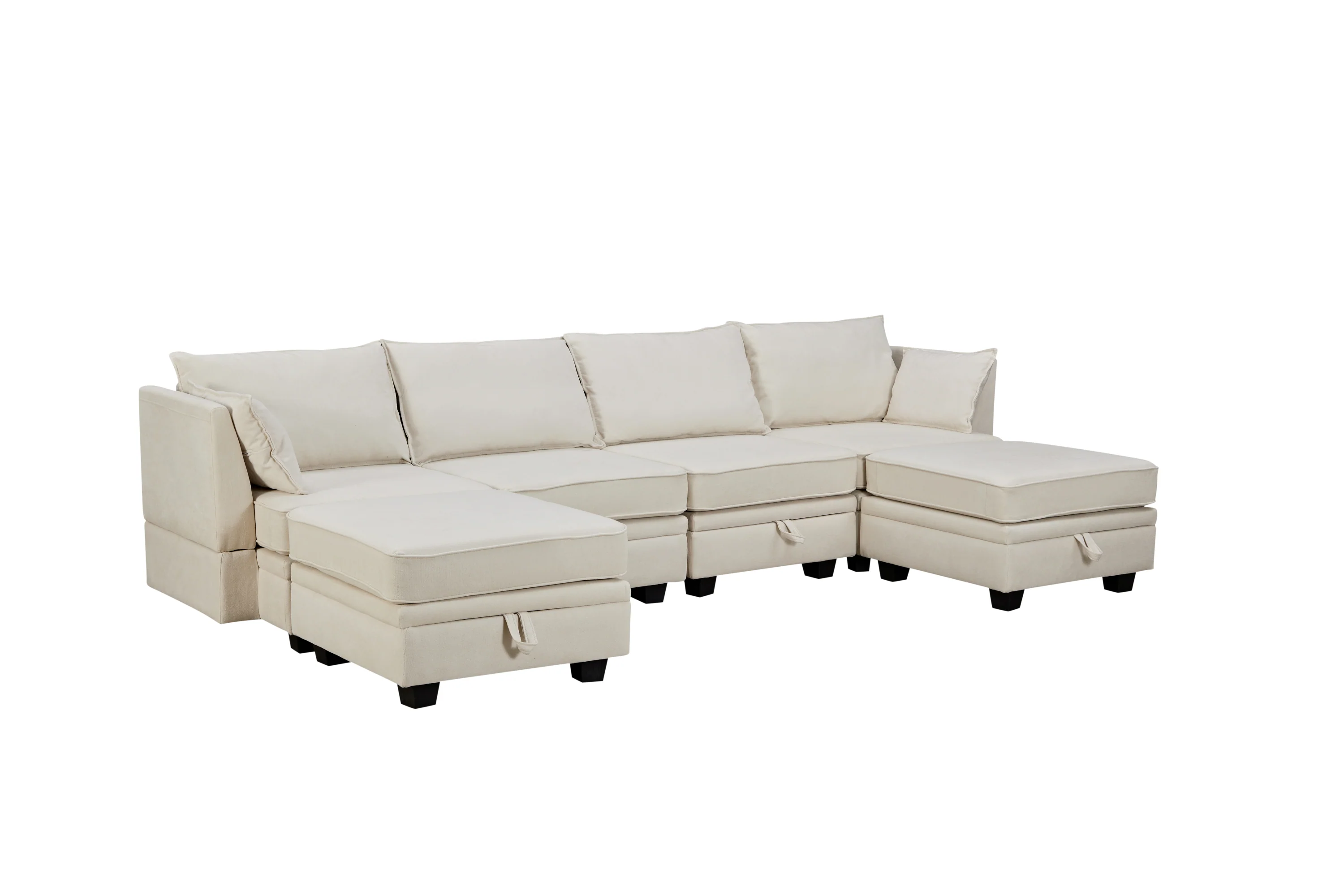 Modern Storage U-Shape Modular Sectional Convertible Sofa Bed with Ottoman - Image 9