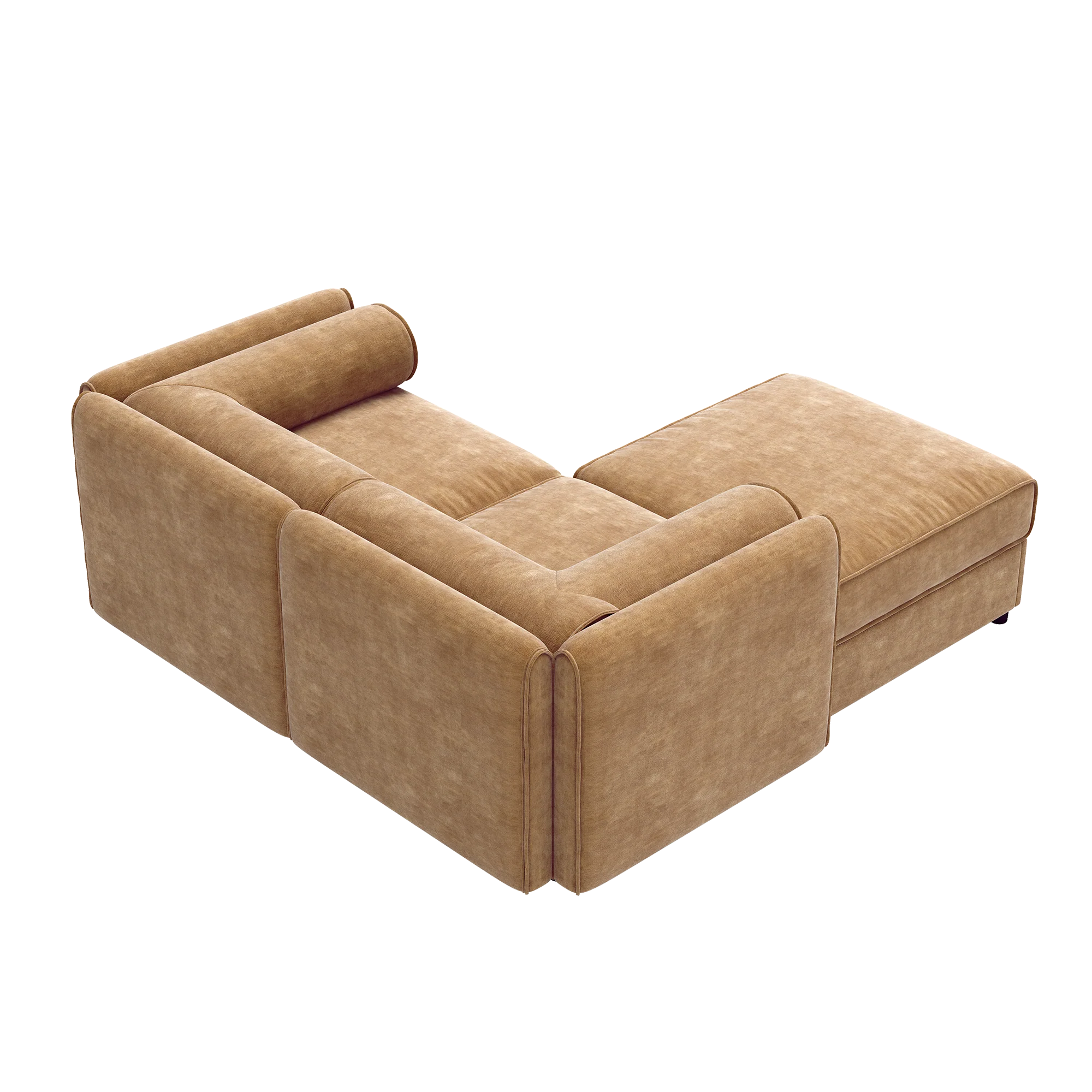 Walker Edison | Modern Stylish Camel Chenille Loveseat Sofa with Ottoman - Image 12