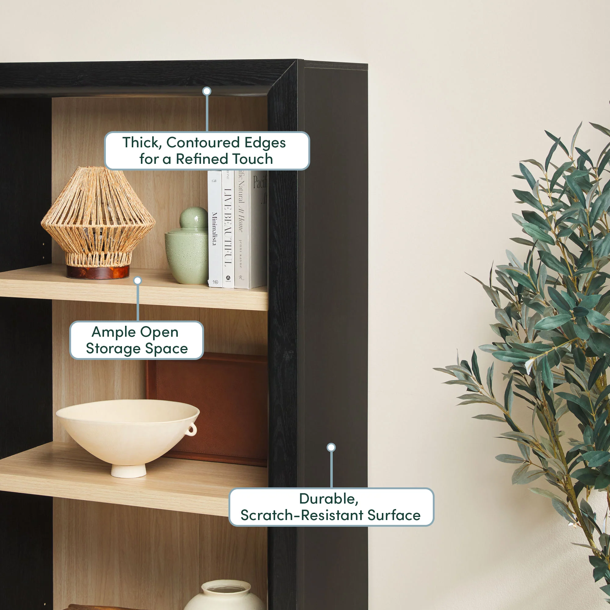 Amira Modern Wood Open Bookshelf - Image 12