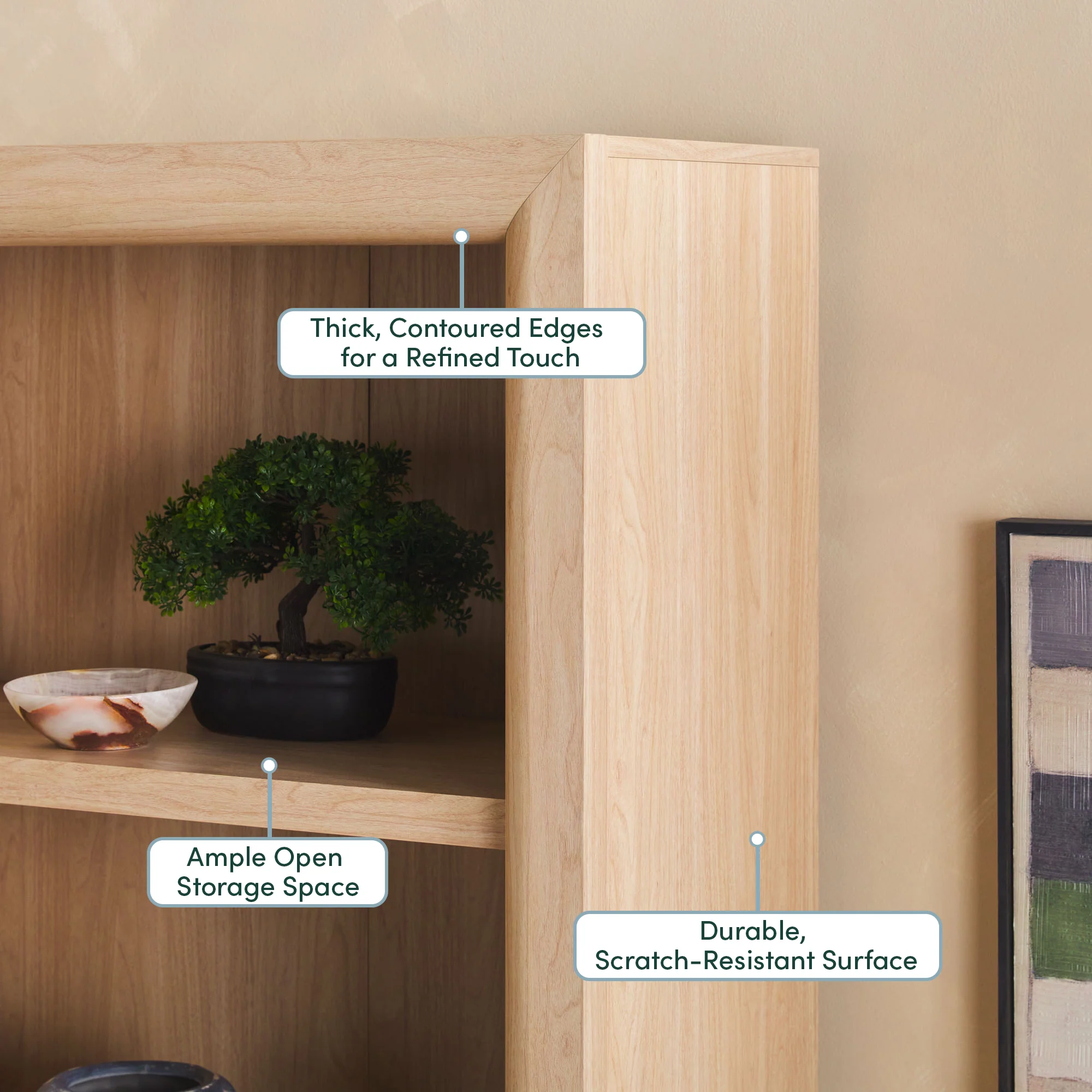 Amira Modern Wood Open Bookshelf - Image 3