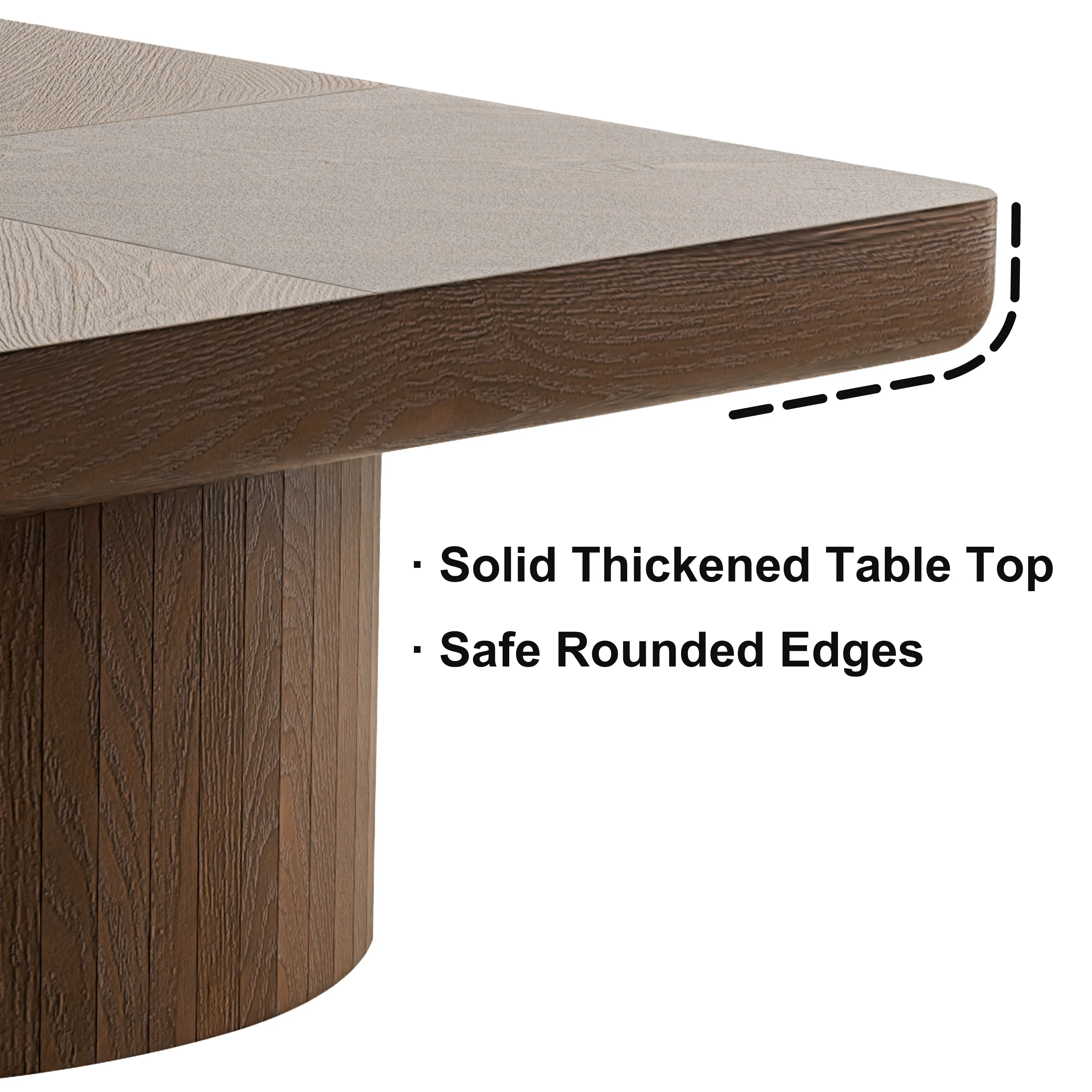 Modern Veneer 34.6'' Square Fluted Cylindrical Base Coffee Table - Image 12