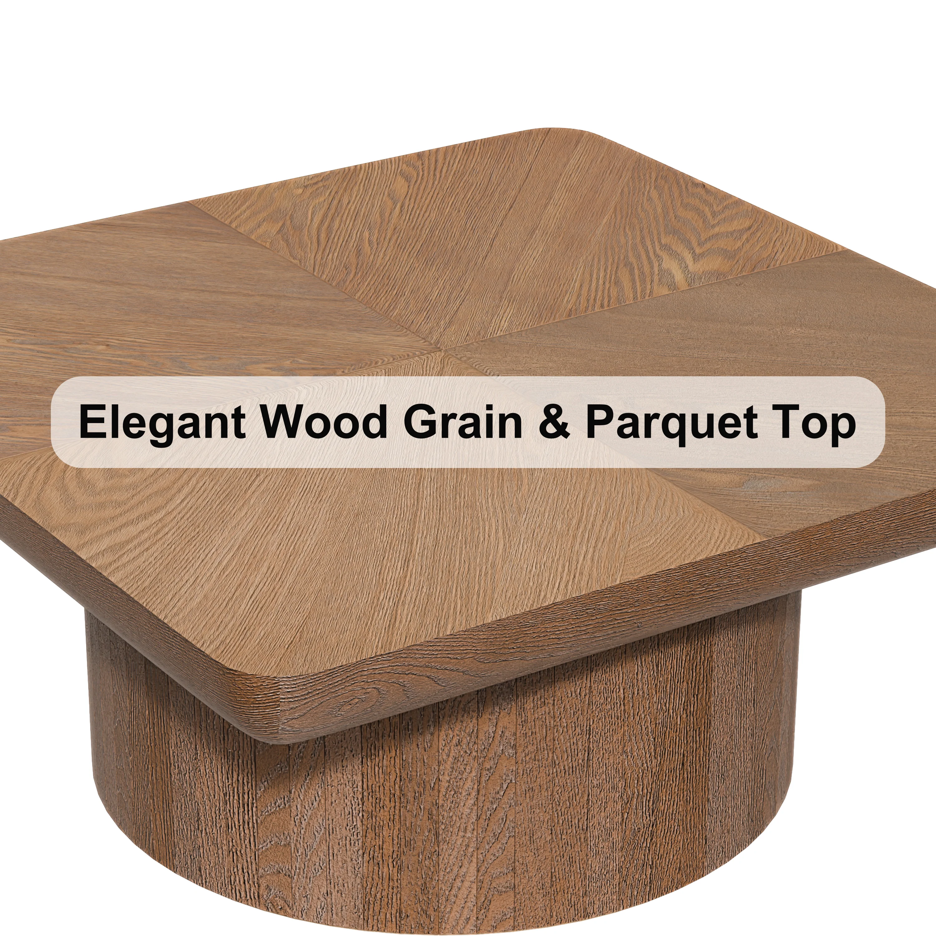 Modern Veneer 34.6'' Square Fluted Cylindrical Base Coffee Table - Image 13