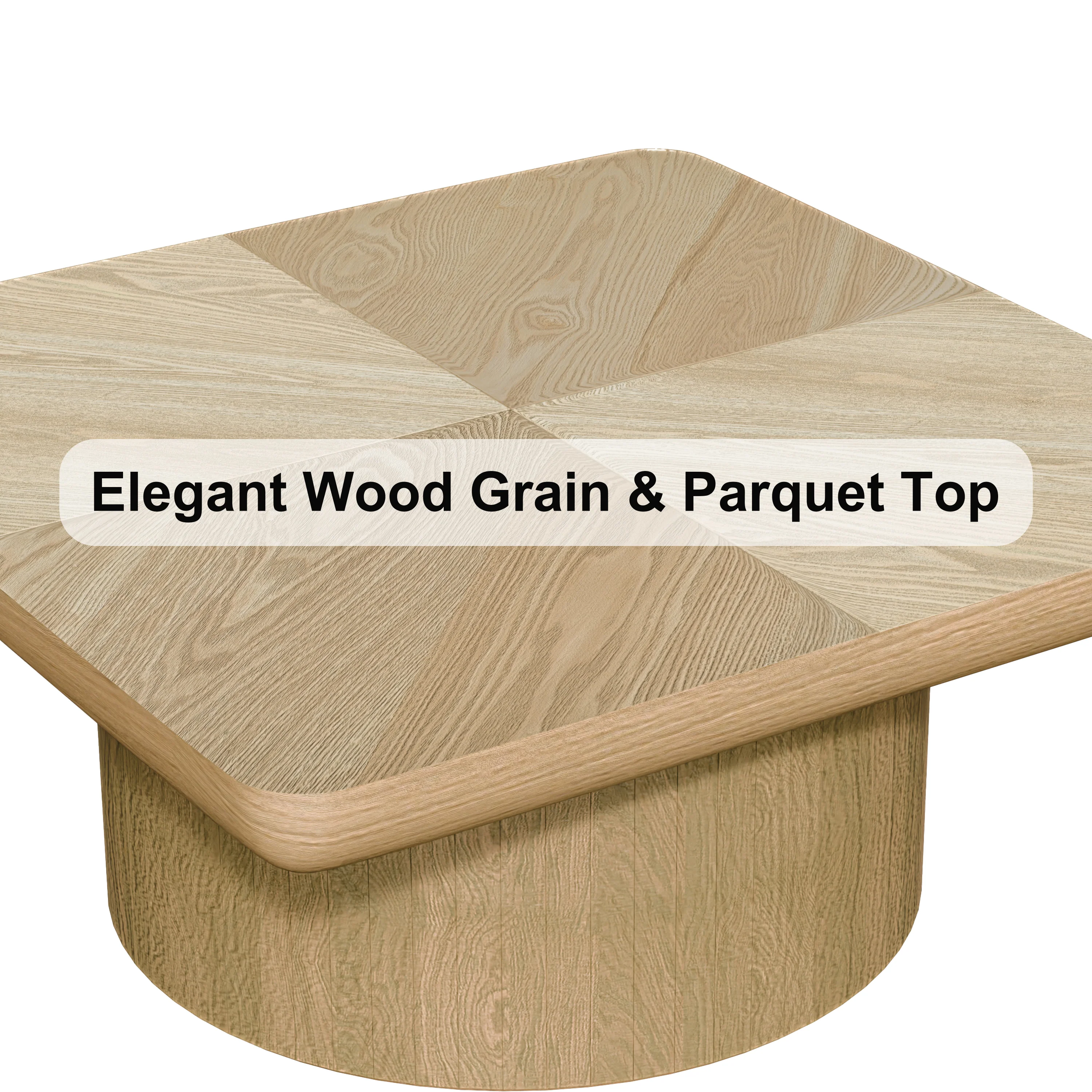 Modern Veneer 34.6'' Square Fluted Cylindrical Base Coffee Table - Image 21