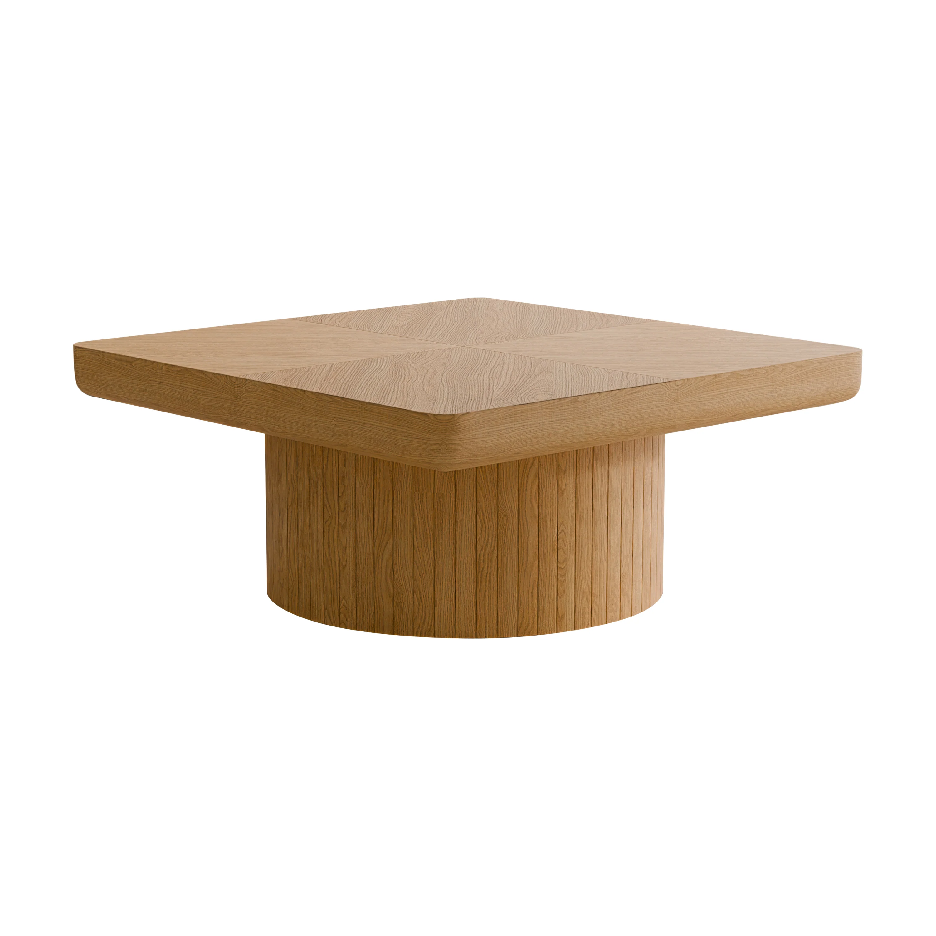 Modern Veneer 34.6'' Square Fluted Cylindrical Base Coffee Table - Image 24