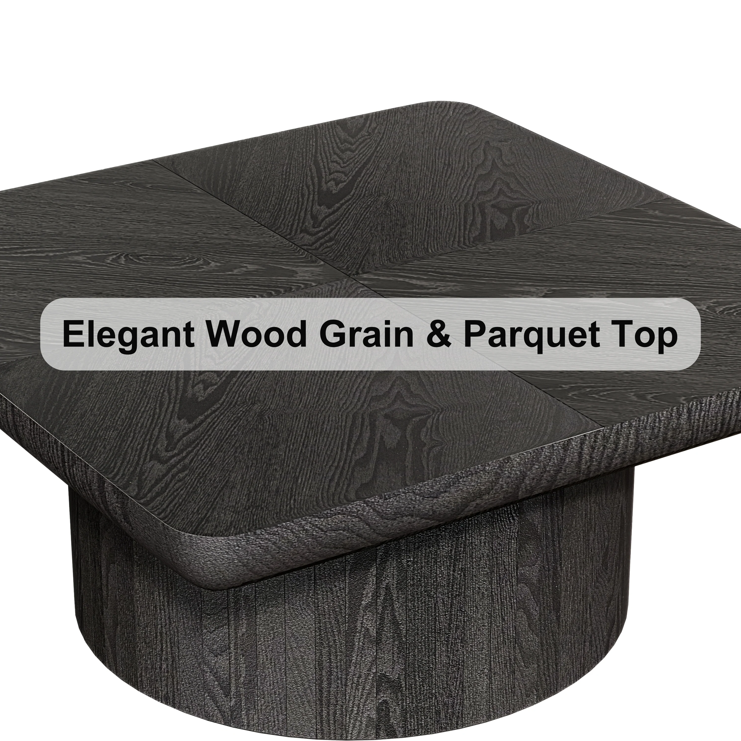 Modern Veneer 34.6'' Square Fluted Cylindrical Base Coffee Table - Image 6