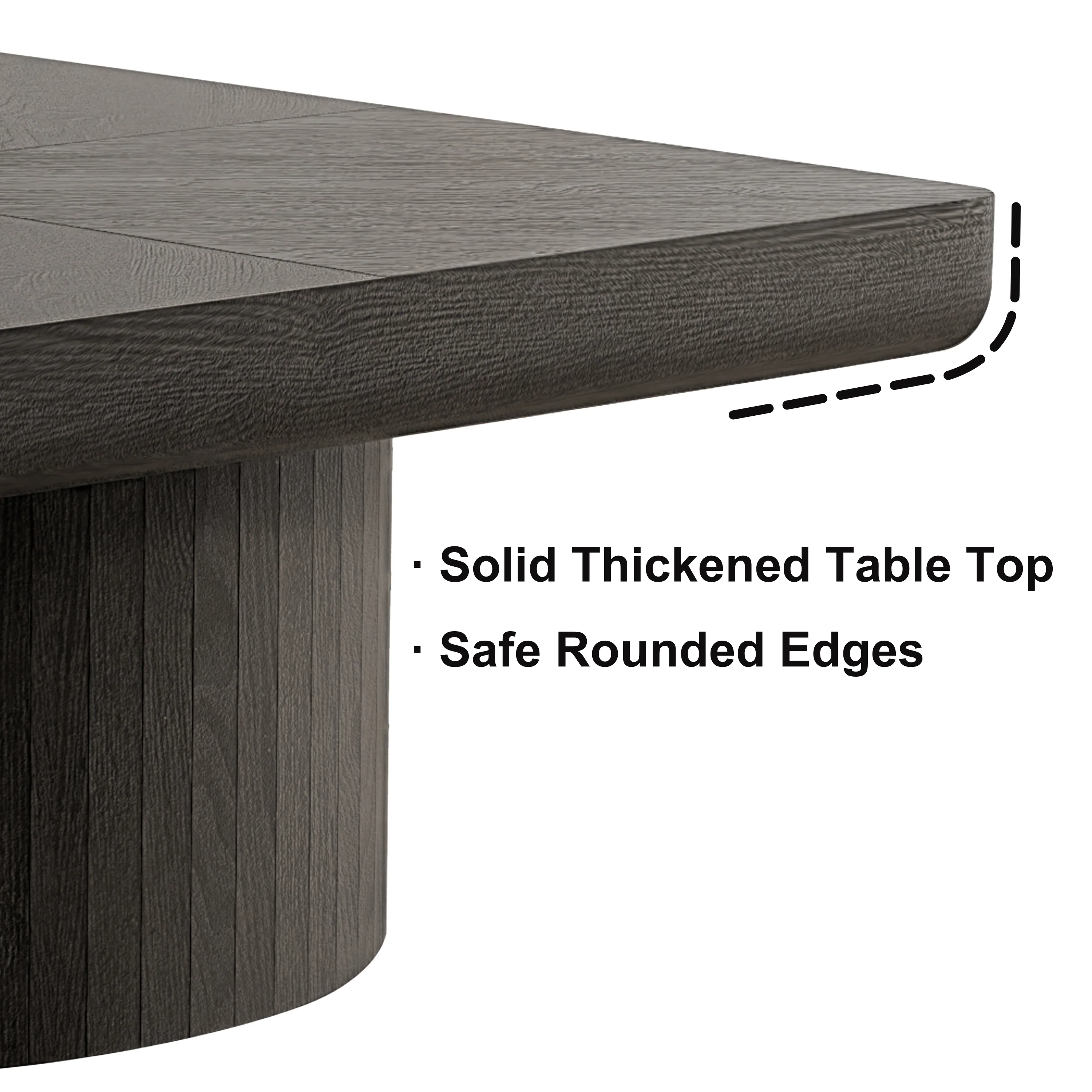 Modern Veneer 34.6'' Square Fluted Cylindrical Base Coffee Table - Image 7