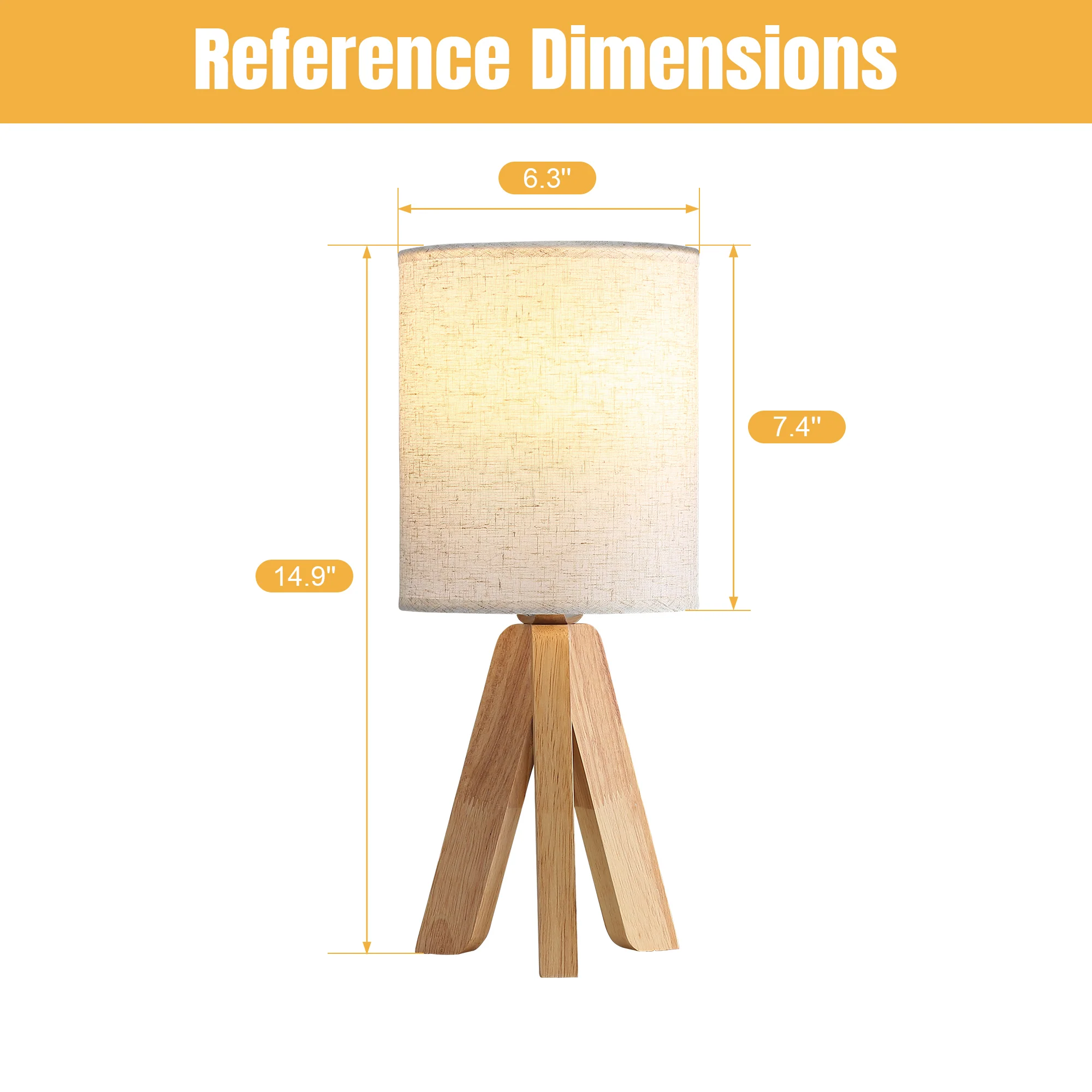 Modern Wooden Base Nightstand Table Lamp Set of 2 - Image 5