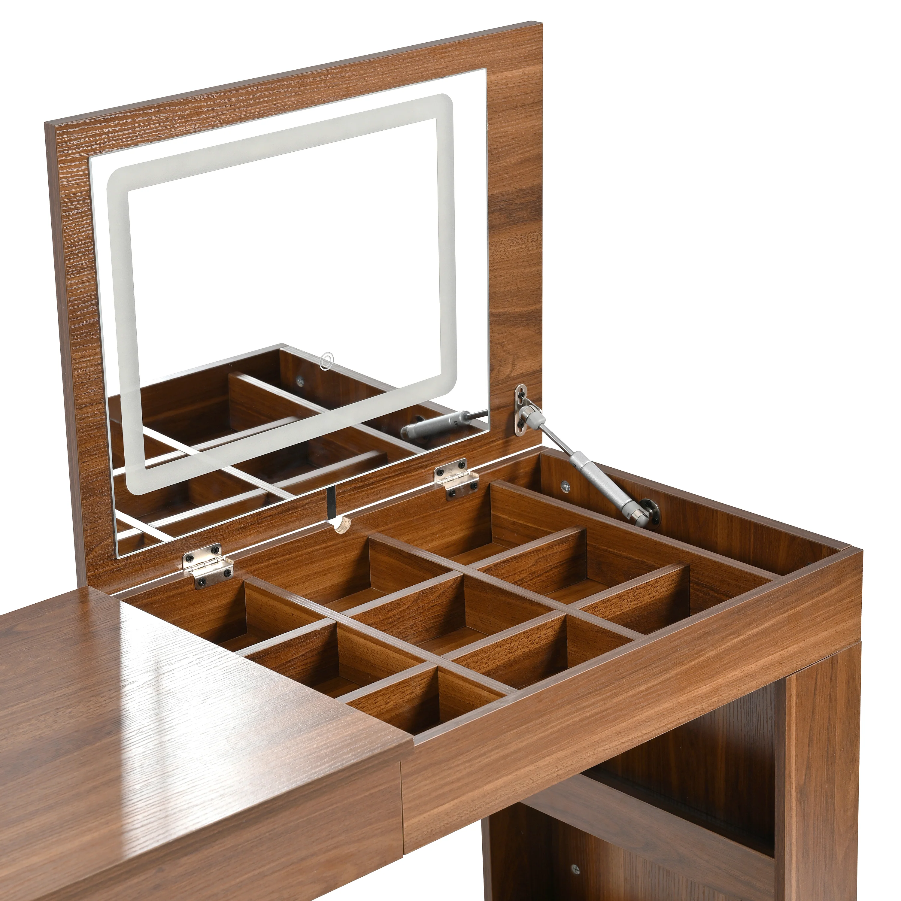 Walker Edison | Multi-Functional Vanity Desk/Dresser Set with Flip-Top Mirror and Lights - Image 11