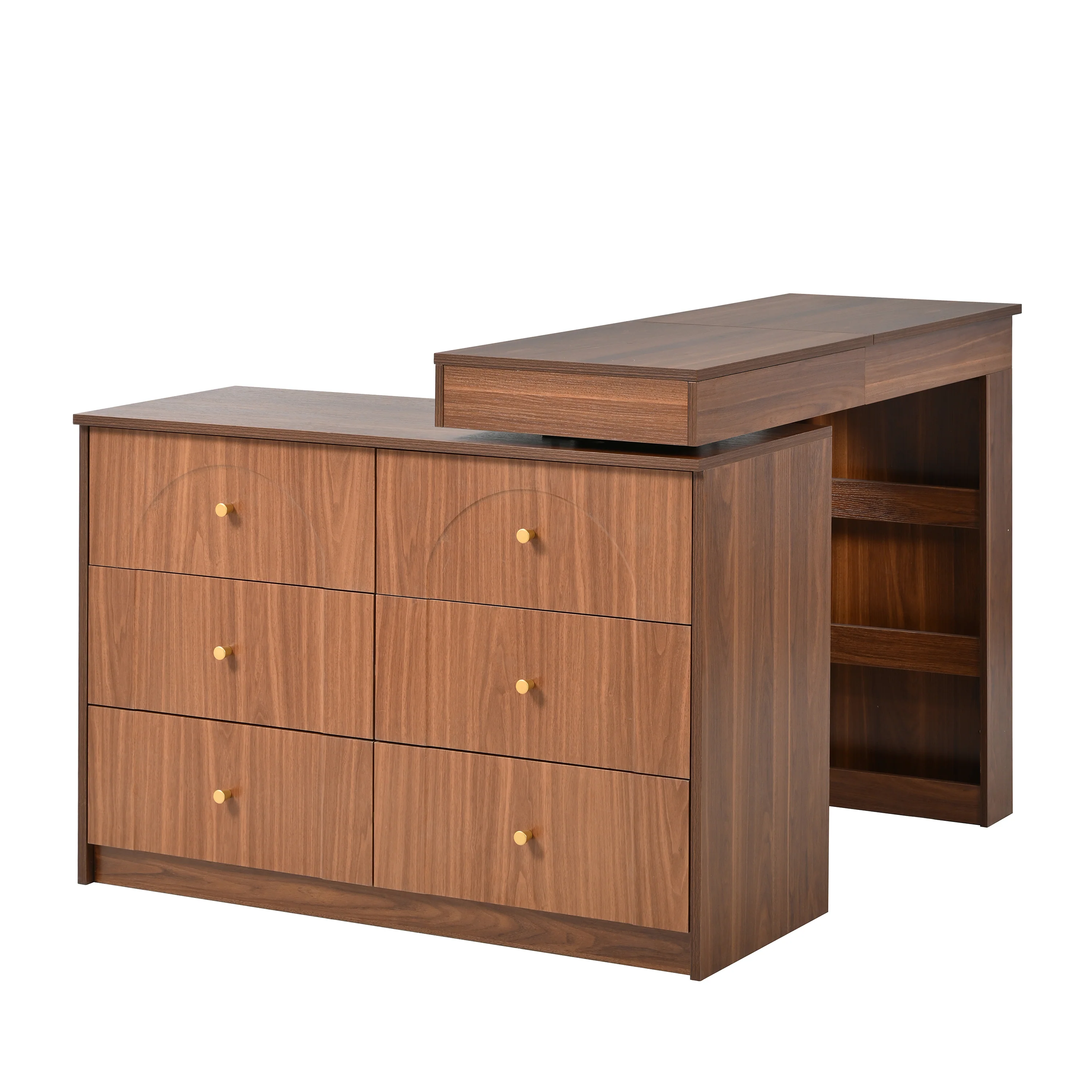 Walker Edison | Multi-Functional Vanity Desk/Dresser Set with Flip-Top Mirror and Lights - Image 15