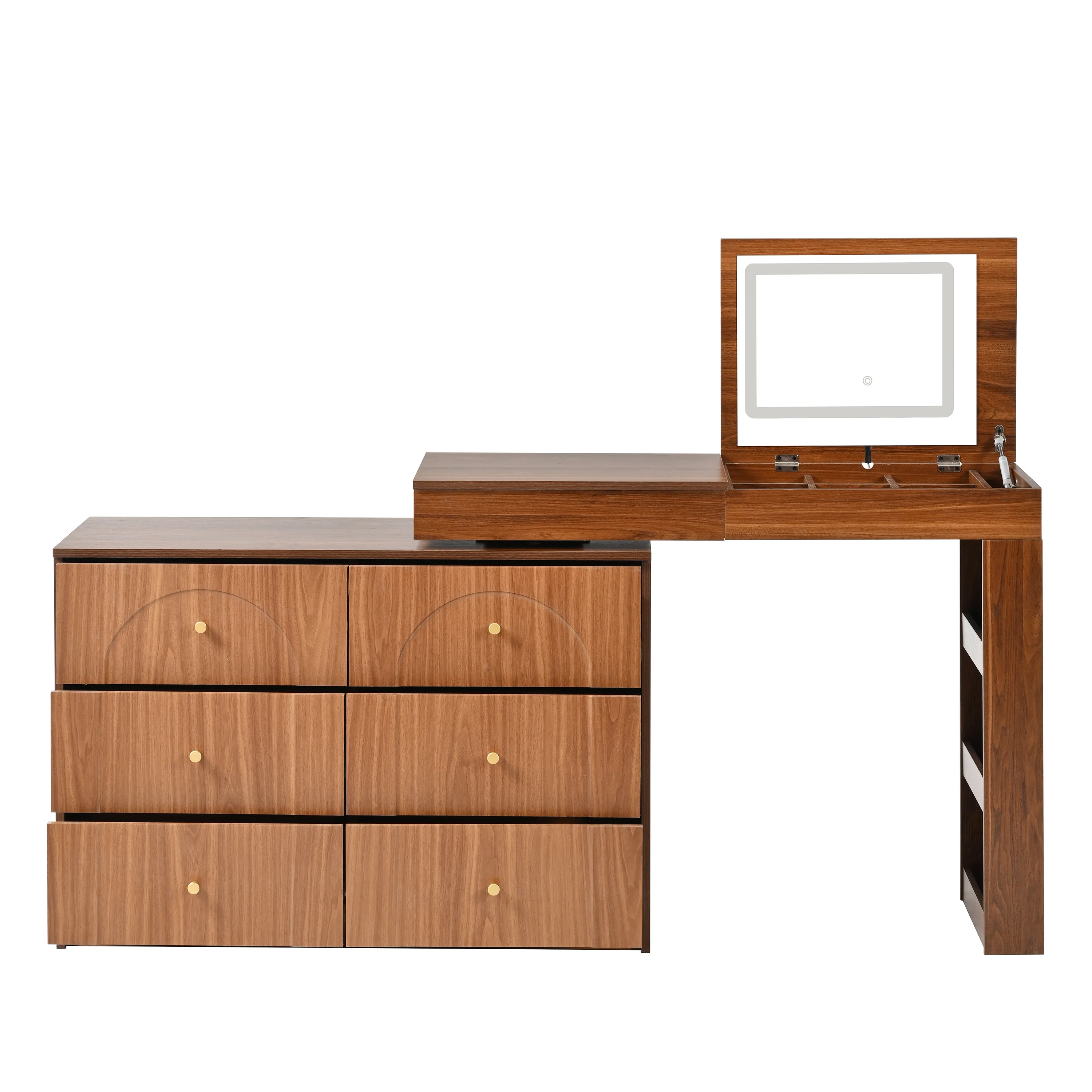 Walker Edison | Multi-Functional Vanity Desk/Dresser Set with Flip-Top Mirror and Lights - Image 17