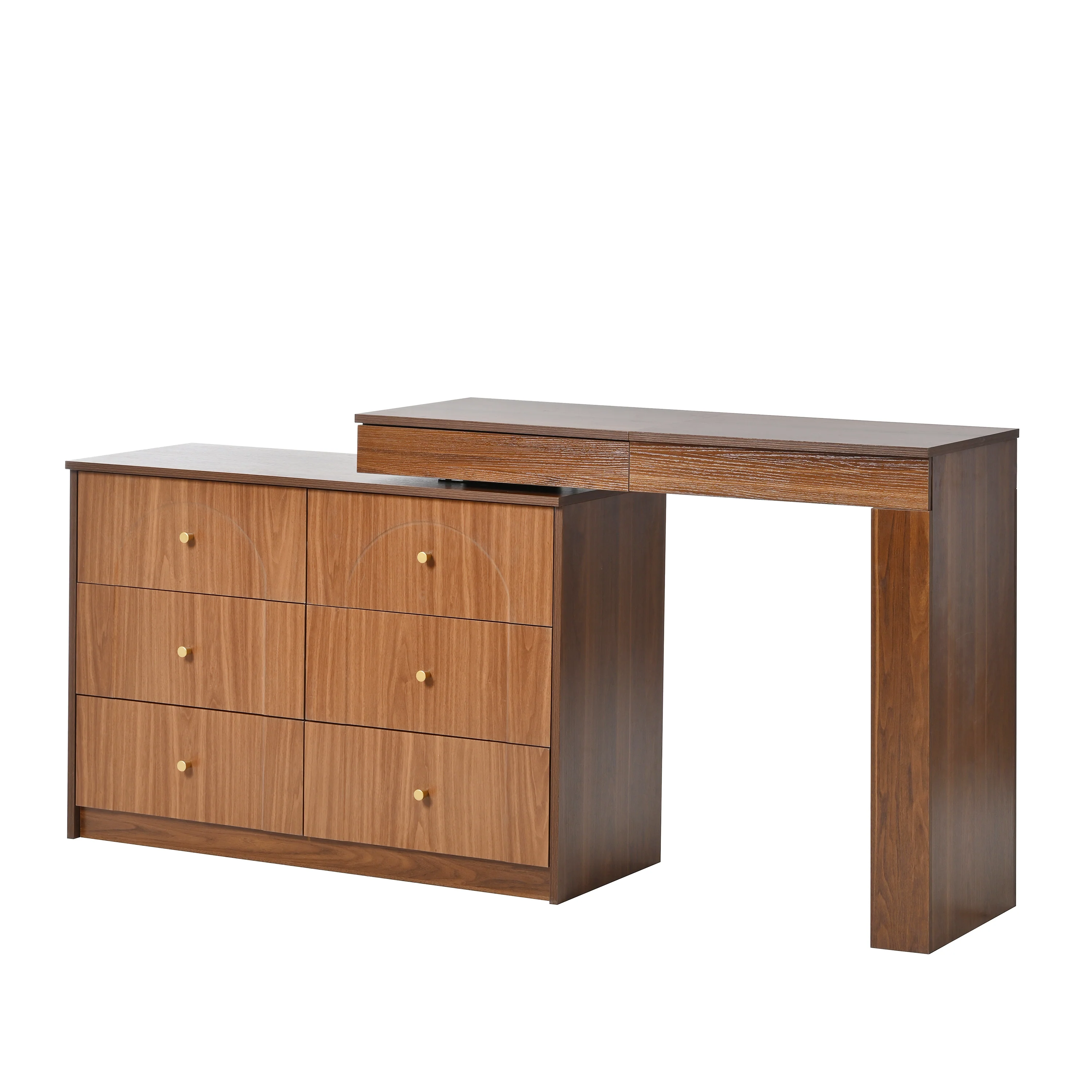 Walker Edison | Multi-Functional Vanity Desk/Dresser Set with Flip-Top Mirror and Lights - Image 18