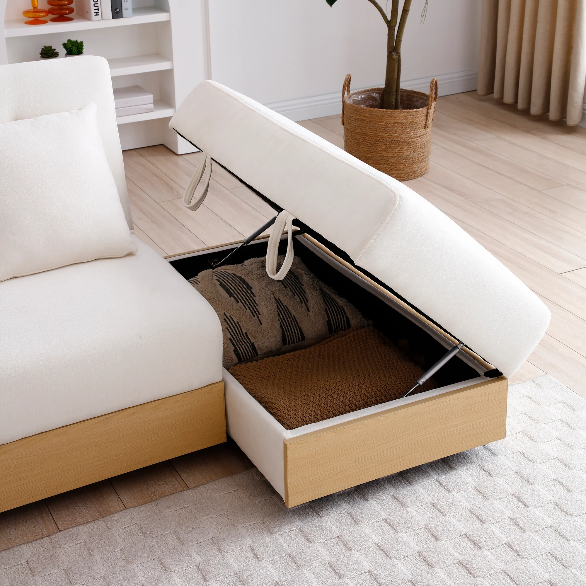 Multifunctional Convertible Sleeper Bed Sofa with Storage Ottoman - Image 8