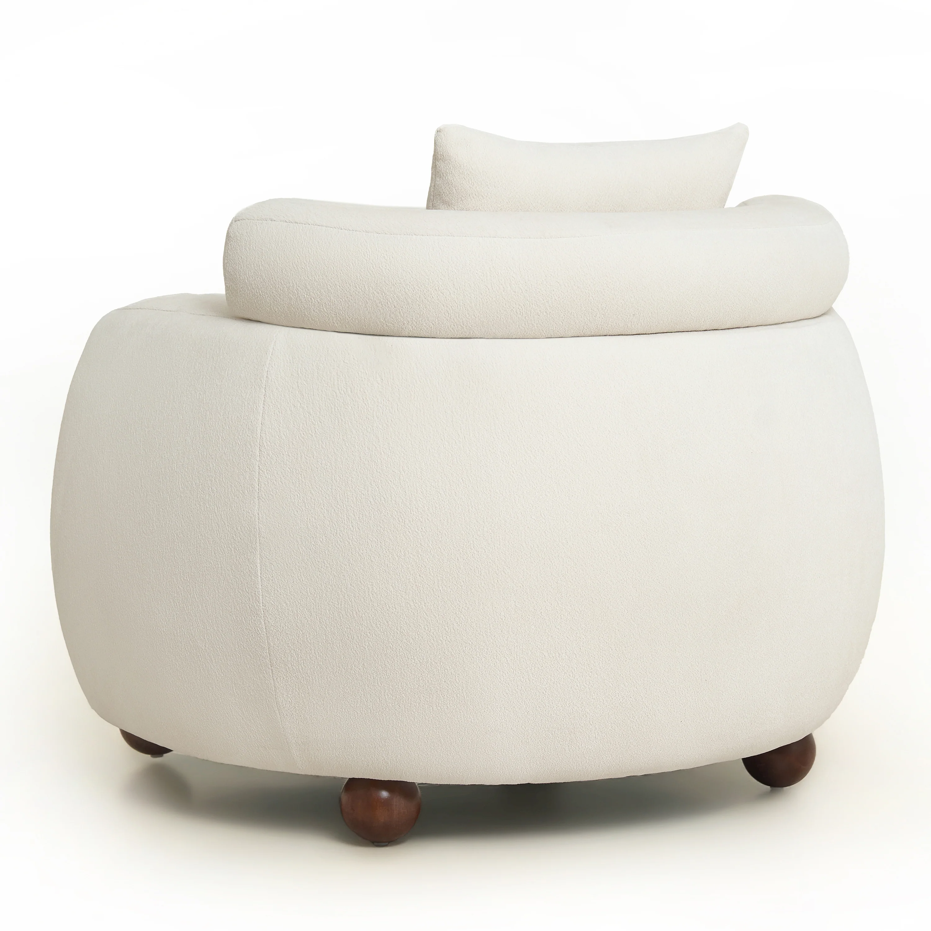 Nordic Style Chenille Fabric Bucket Club Chair with Wood Ball Feet - Image 11