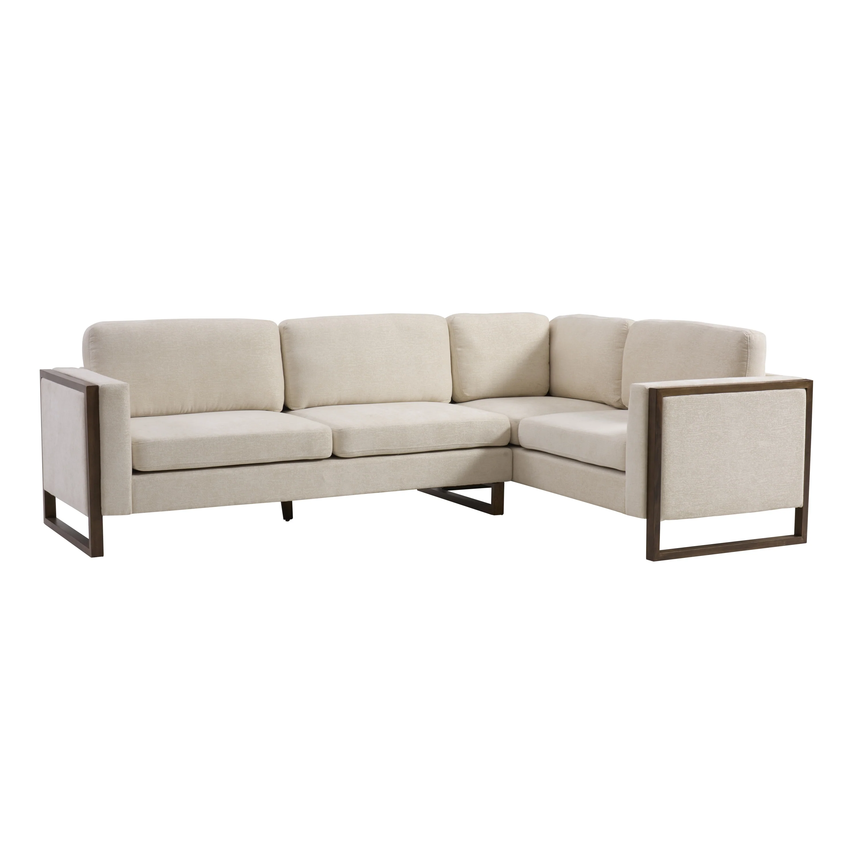 Otis L Shaped Sectional Chenille Sofa Couch with Wood Trim - Image 3