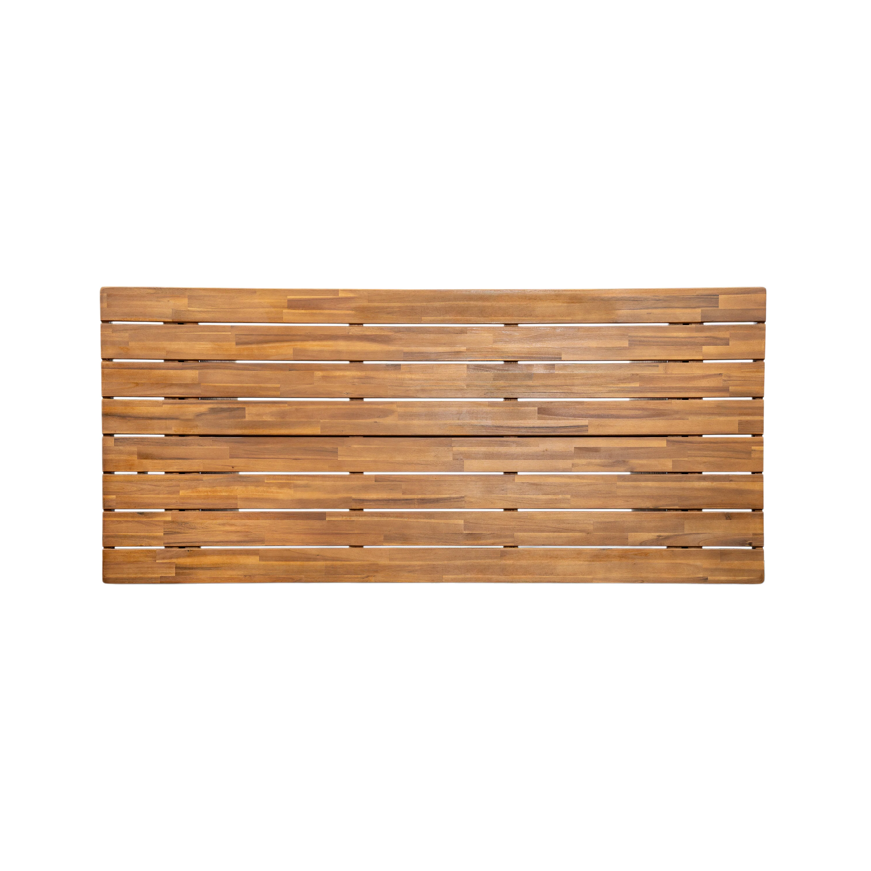 Outdoor 3 Piece Acacia Wood Dining Set with Handwoven Rattan Legs - Image 12