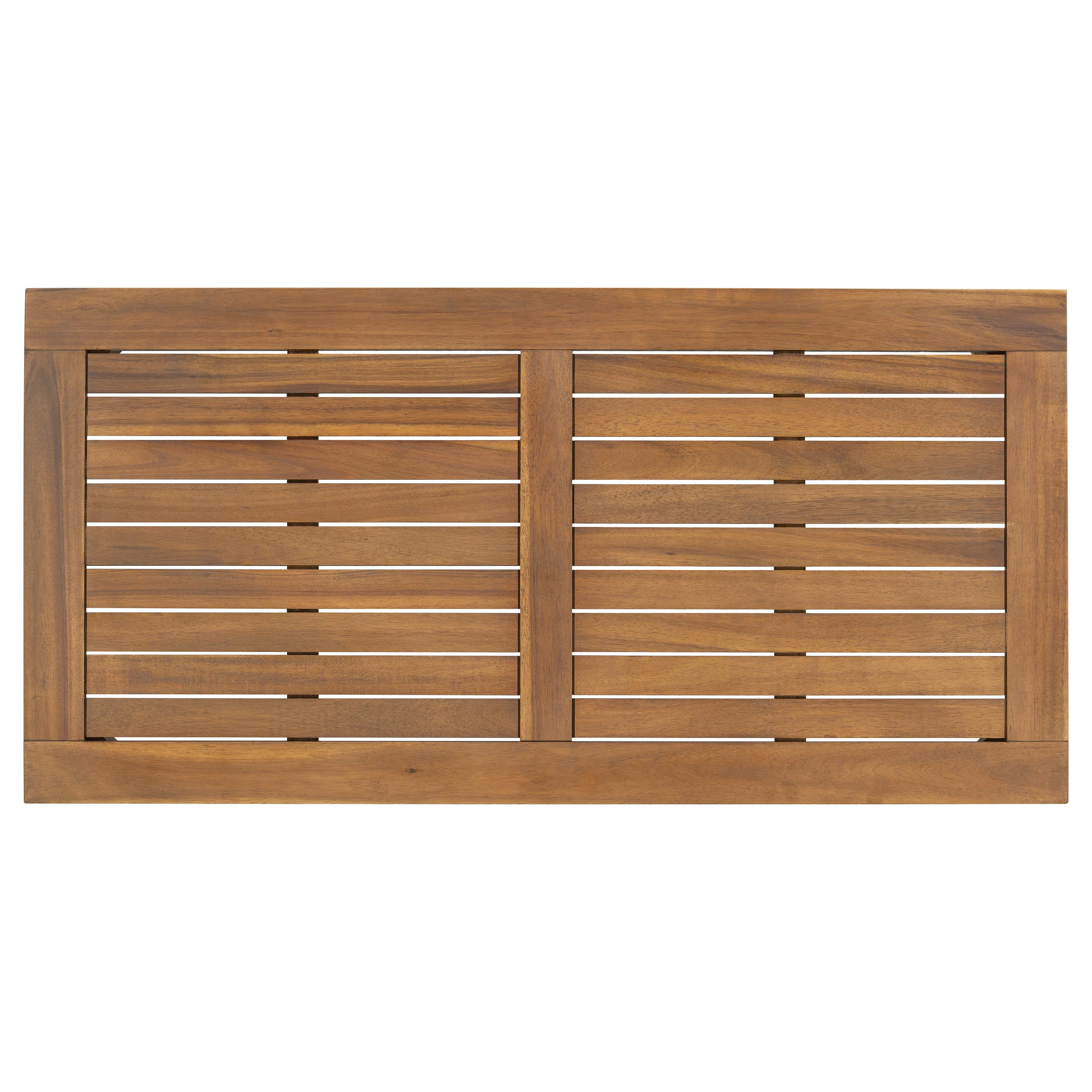 Walker Edison | Outdoor Acacia Wood 2 Piece Loveseat Sofa with Table - Image 15
