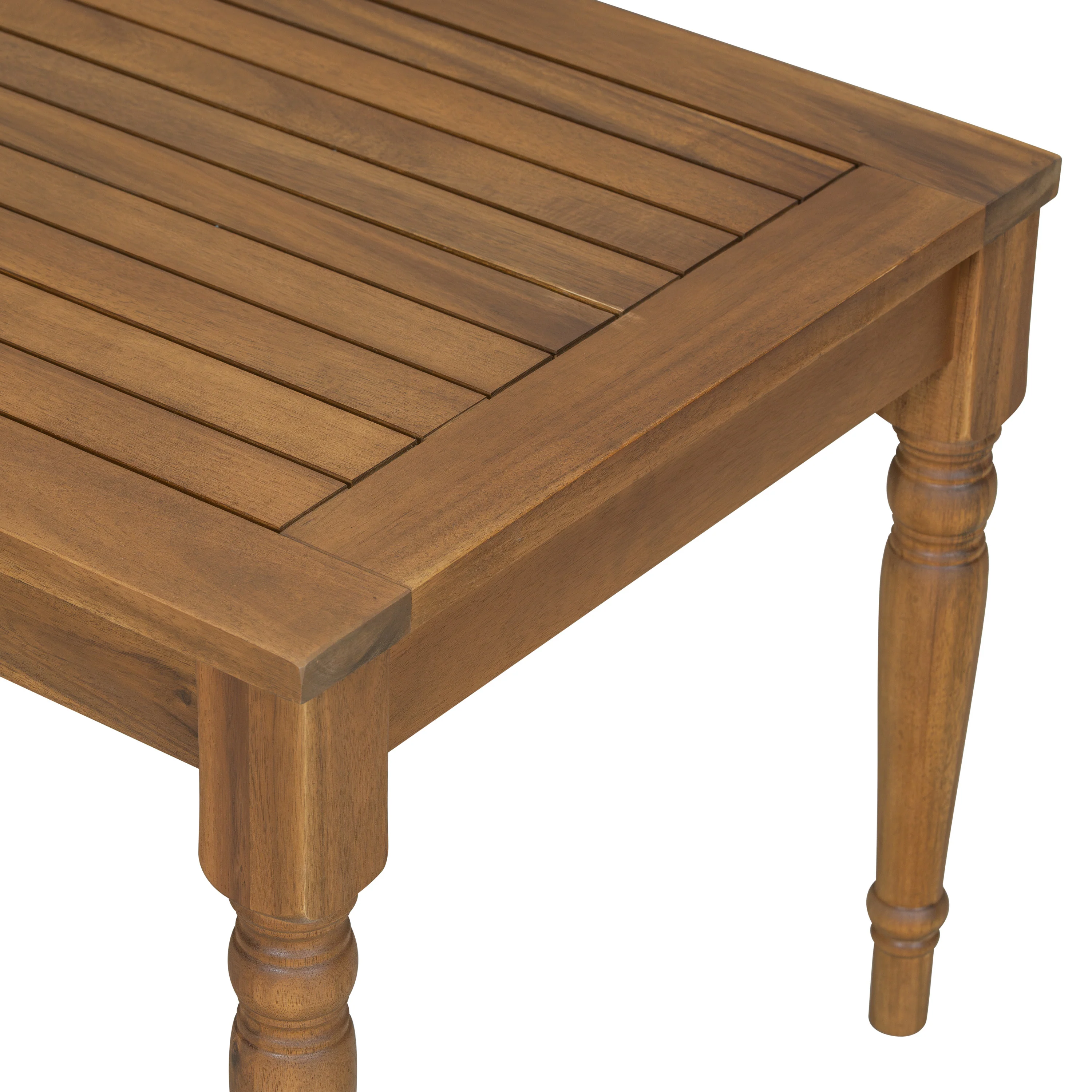 Walker Edison | Outdoor Acacia Wood 2 Piece Loveseat Sofa with Table - Image 16