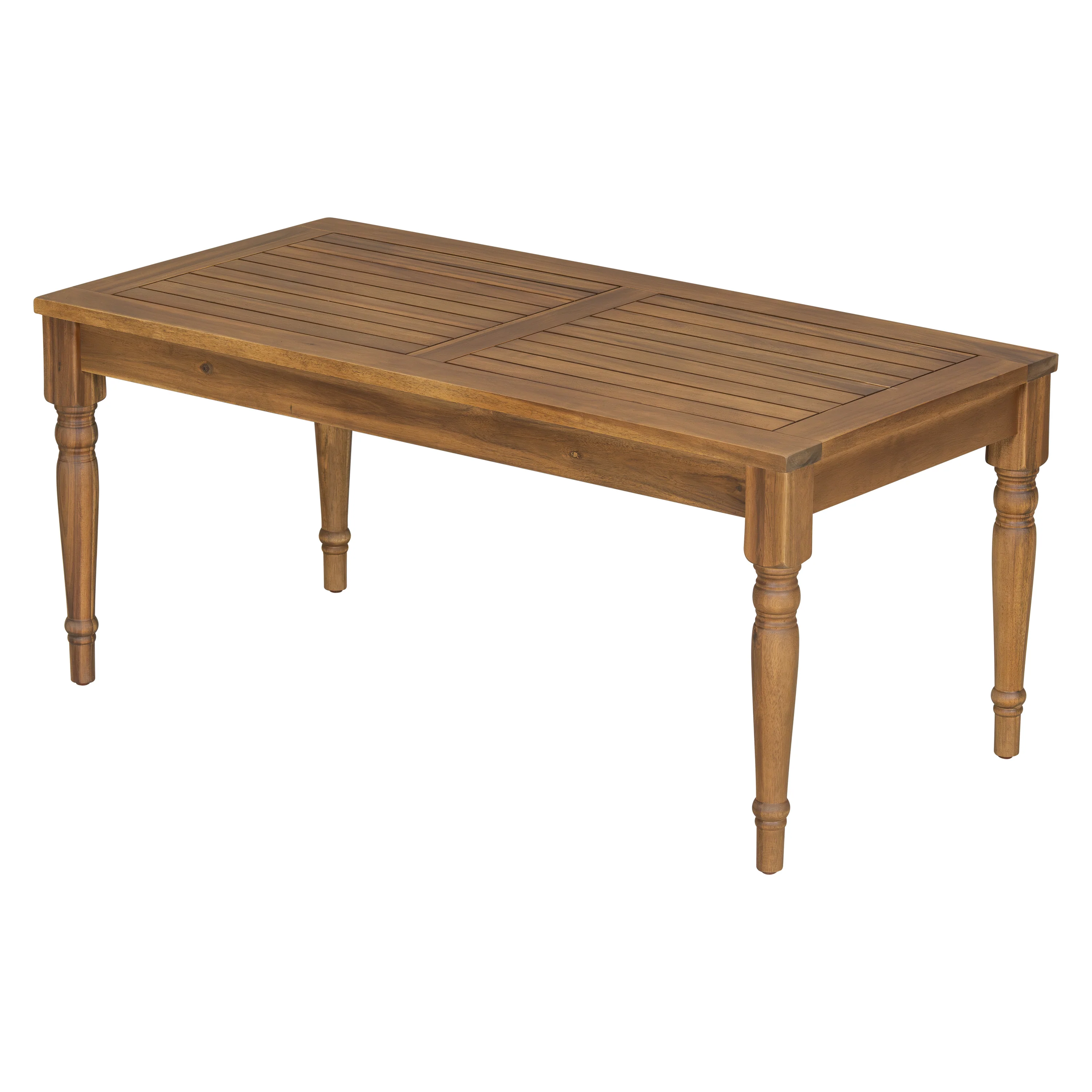 Walker Edison | Outdoor Acacia Wood 2 Piece Loveseat Sofa with Table - Image 18