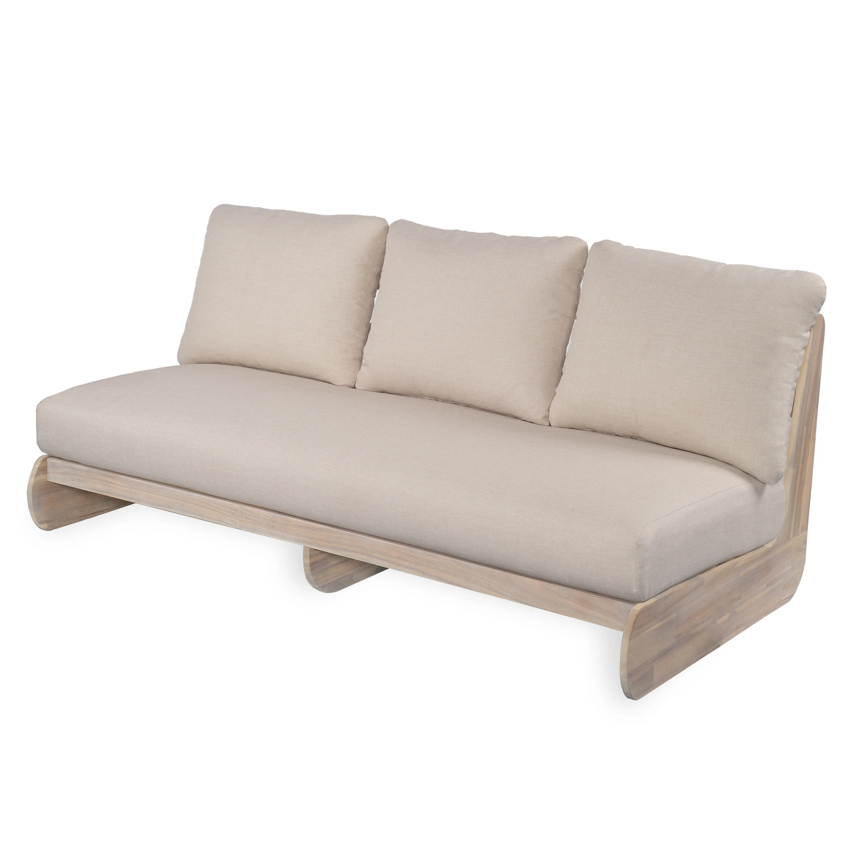 Outdoor Acacia Wood 3 Seater Lazy Sofa Couch - Image 3