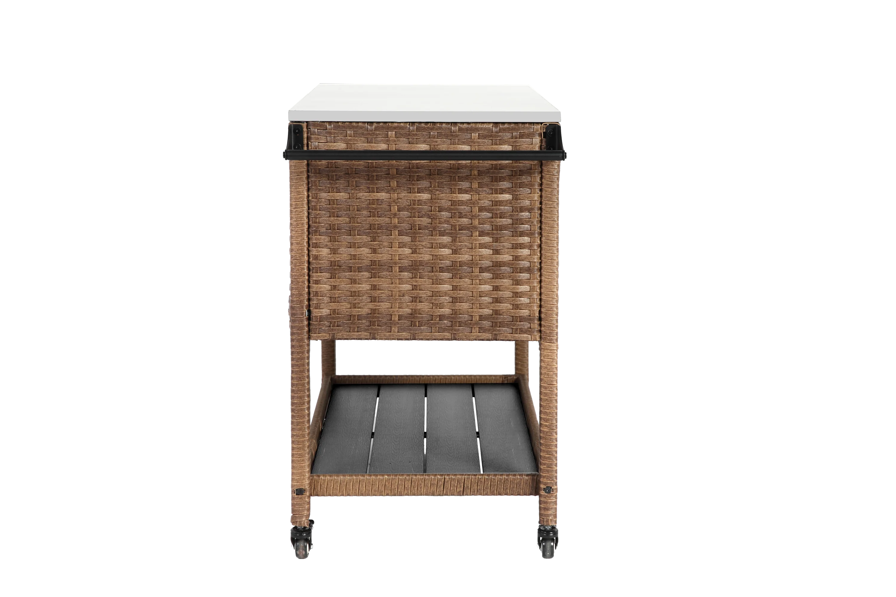 Walker Edison | Outdoor Brown Wicker Bar Cart - Image 10