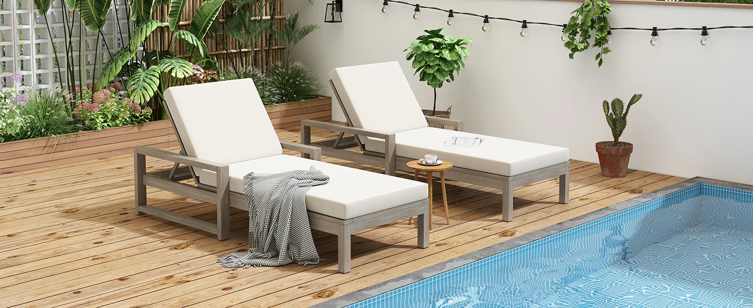 Outdoor Lounge Chair with Cushion & Adjustable Backrest - Image 25