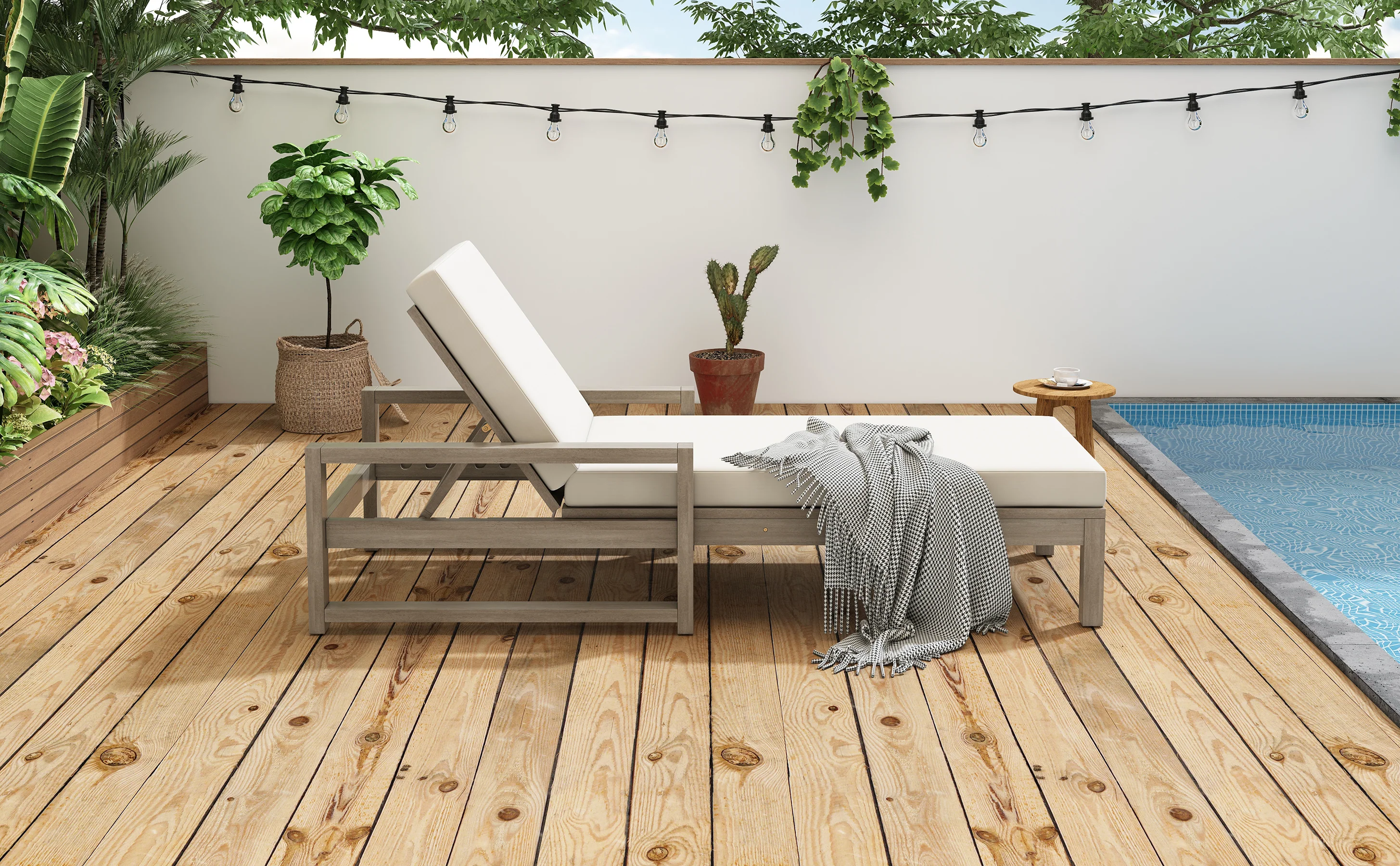 Outdoor Lounge Chair with Cushion & Adjustable Backrest - Image 28