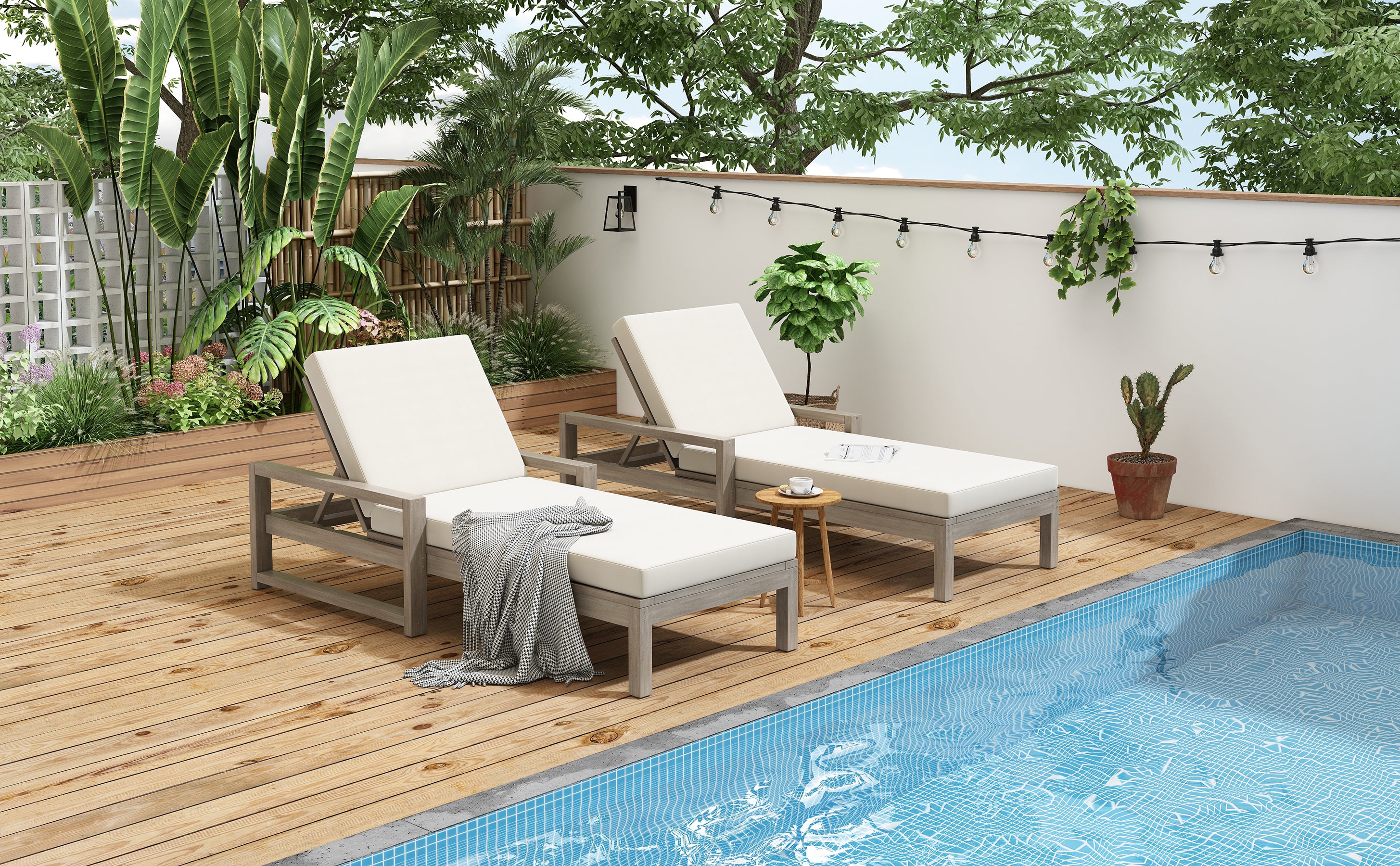 Outdoor Lounge Chair with Cushion & Adjustable Backrest - Image 29