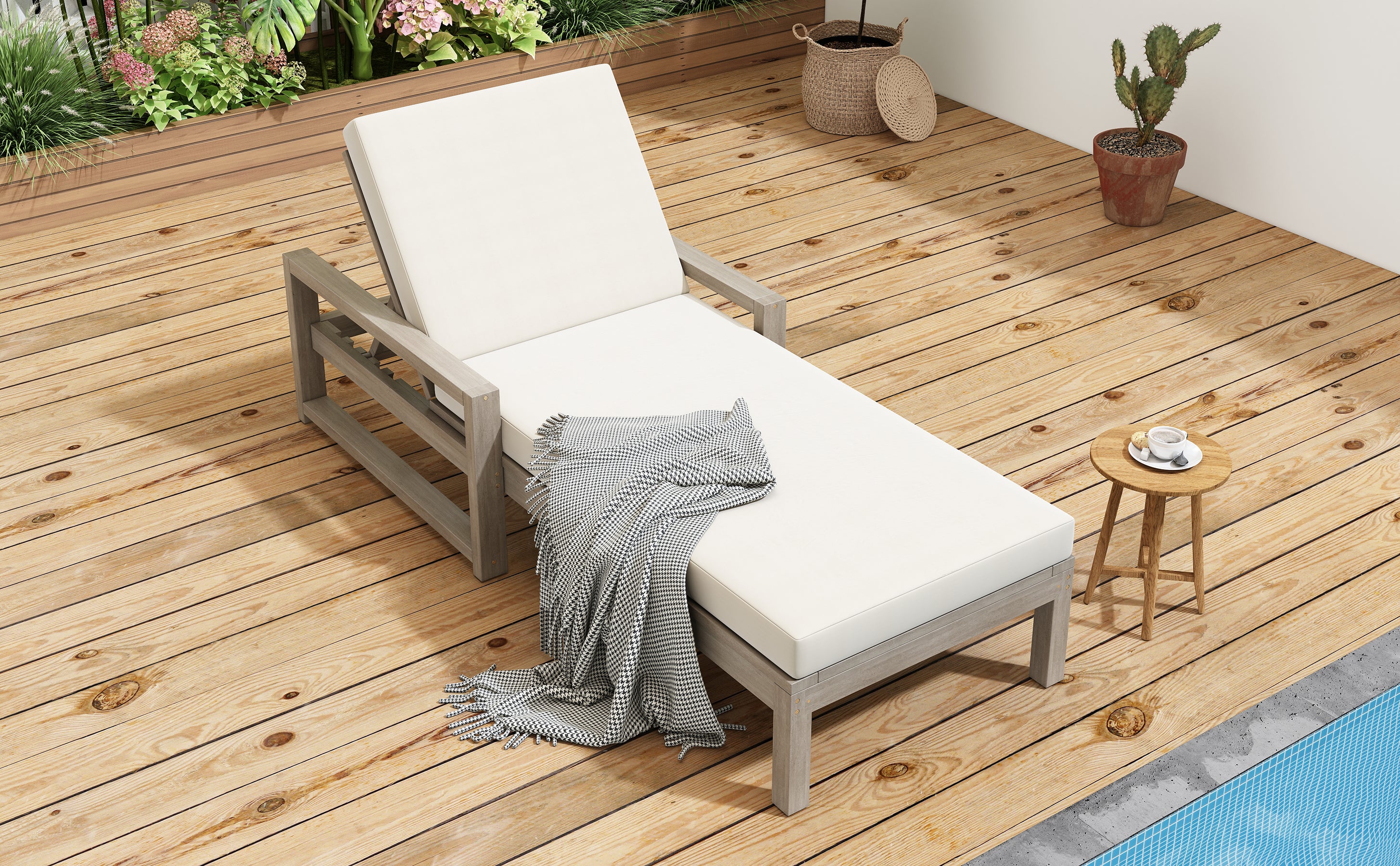 Outdoor Lounge Chair with Cushion & Adjustable Backrest - Image 31