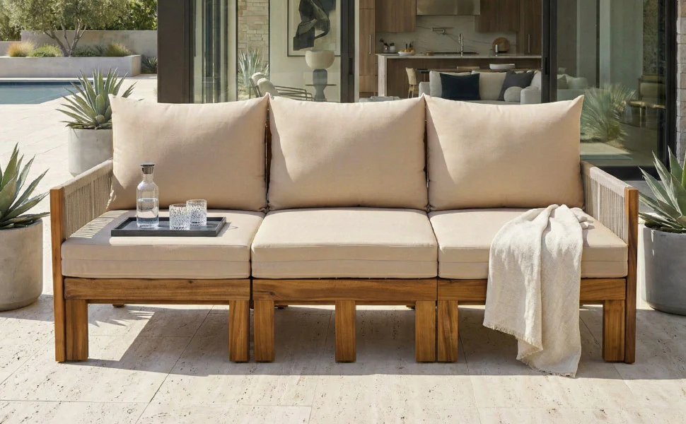 Outdoor Patio 3 Seat Sunbed Daybed Couch - Image 22