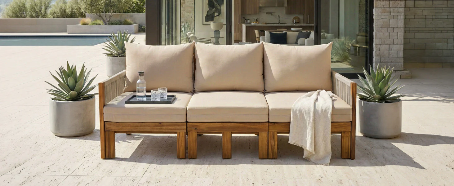 Outdoor Patio 3 Seat Sunbed Daybed Couch - Image 23