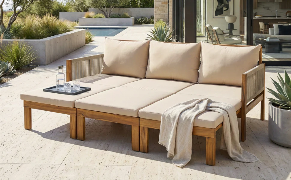Outdoor Patio 3 Seat Sunbed Daybed Couch - Image 25