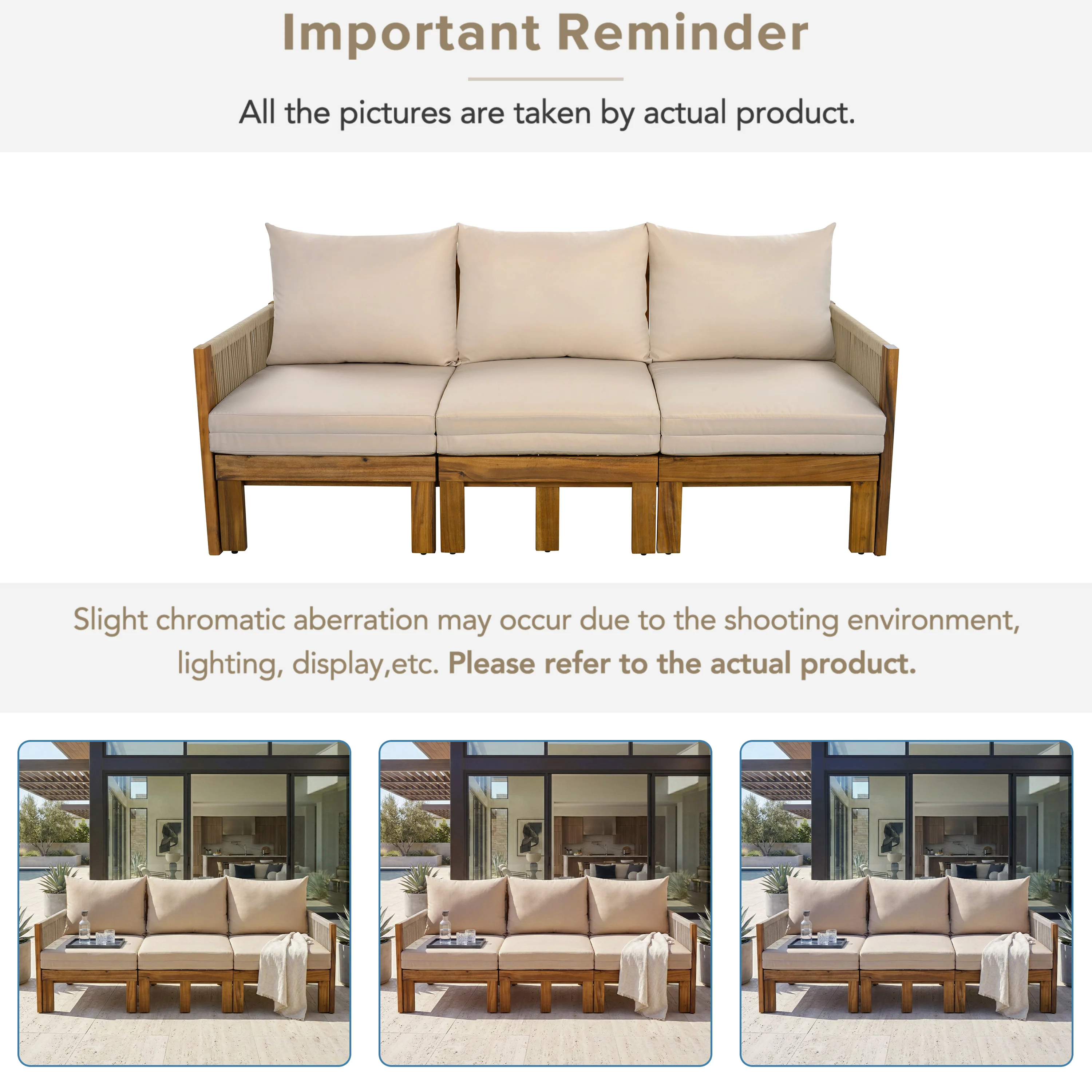 Outdoor Patio 3 Seat Sunbed Daybed Couch - Image 6