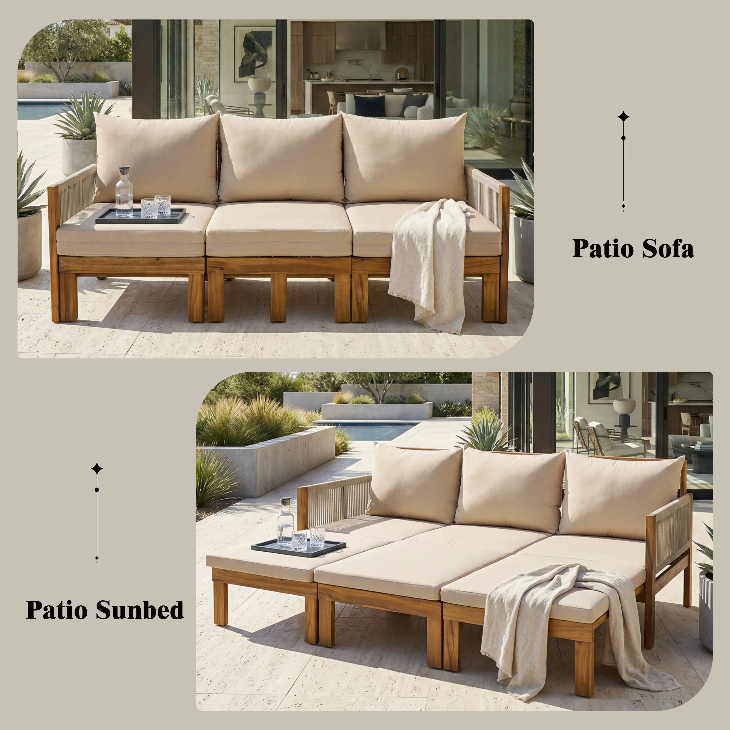 Outdoor Patio 3 Seat Sunbed Daybed Couch - Image 7