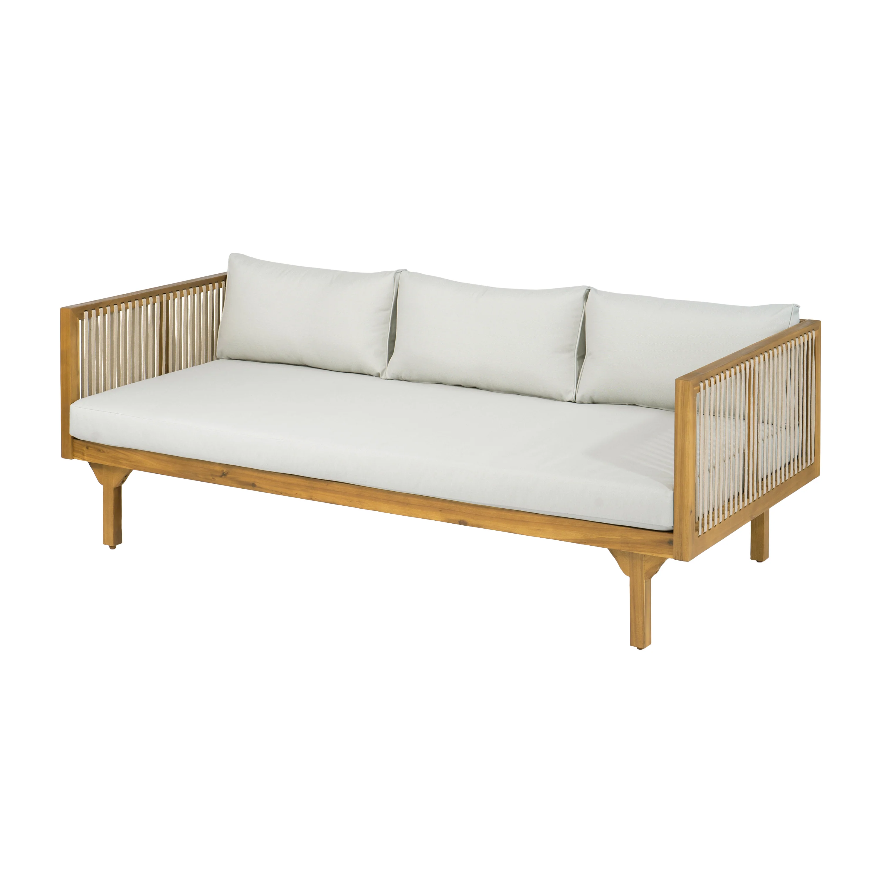Outdoor Patio Acacia Wood Deep Seat Sofa Daybed - Image 7